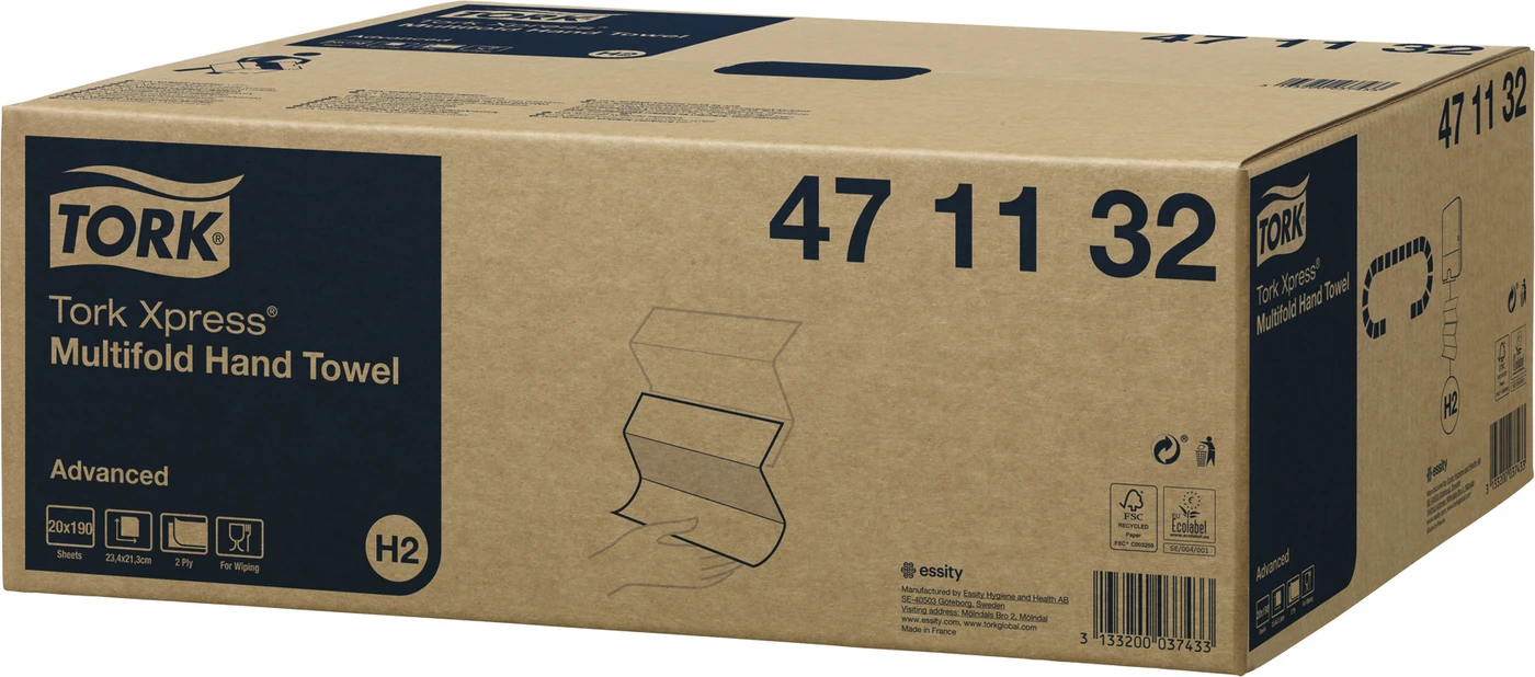 TORK® Xpress® Multifold (Interfold) Handtücher H2 System Karton 20 x 190 Stück 2-lagig, weiß