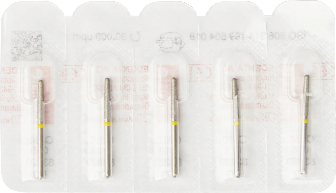 Diamanten 850 Packung 5 Stück gelb superfein, FG, Figur 199 Konus rund, 10 mm, ISO 018