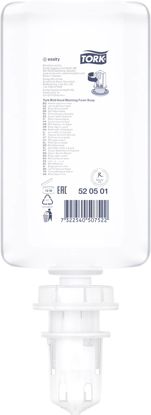 TORK® milde Schaumseife S4 Karton 6 x 1 Liter Kartusche, für S4 Schaumseifensystem
