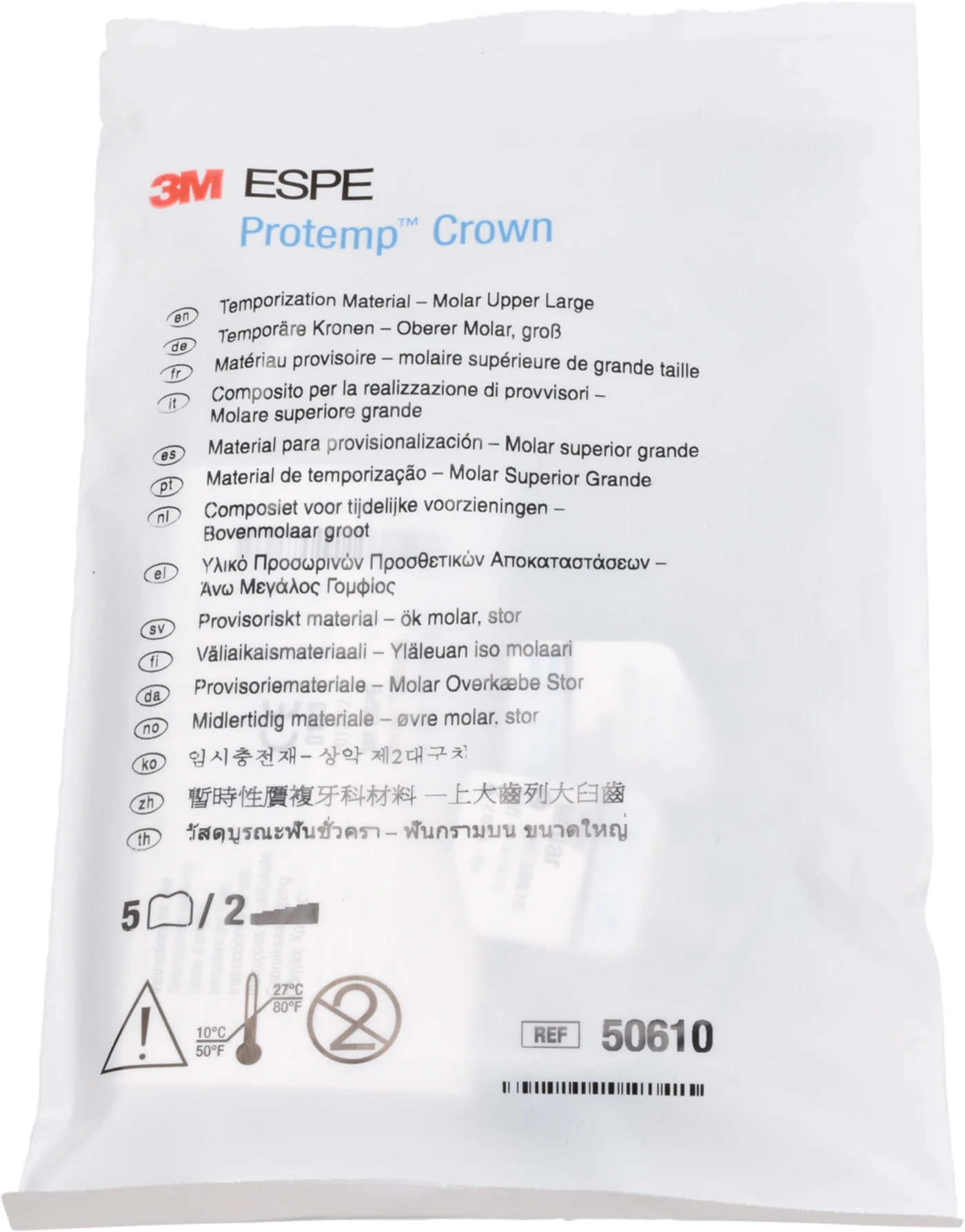 Protemp™ Crown Packung 5 Stück oberer Molar L, 1 Stückmesslehre