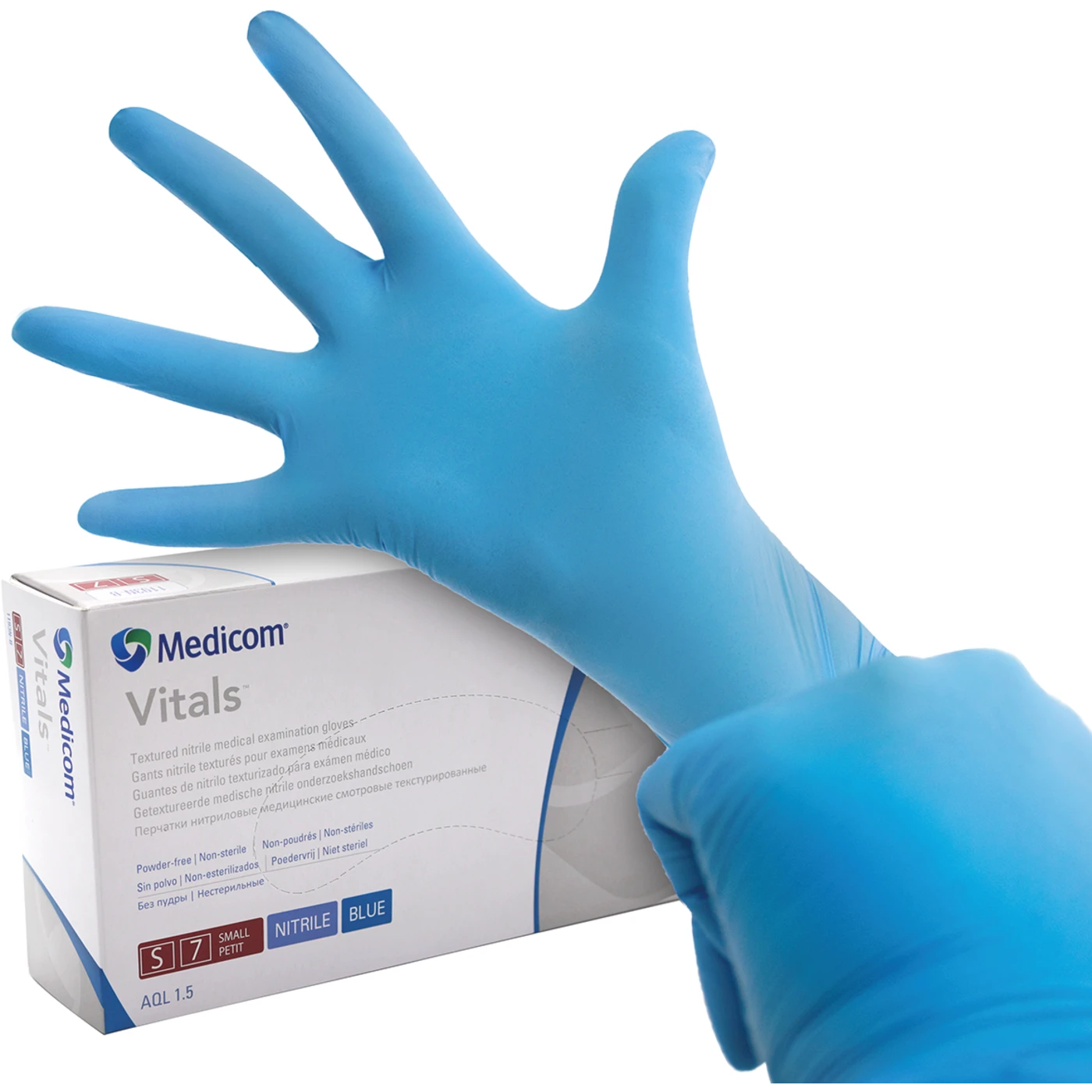 Medicom® SafeTouch® Advanced™ Vitals™ Nitril-Handschuhe Packung 100 Stück puderfrei, blau, S