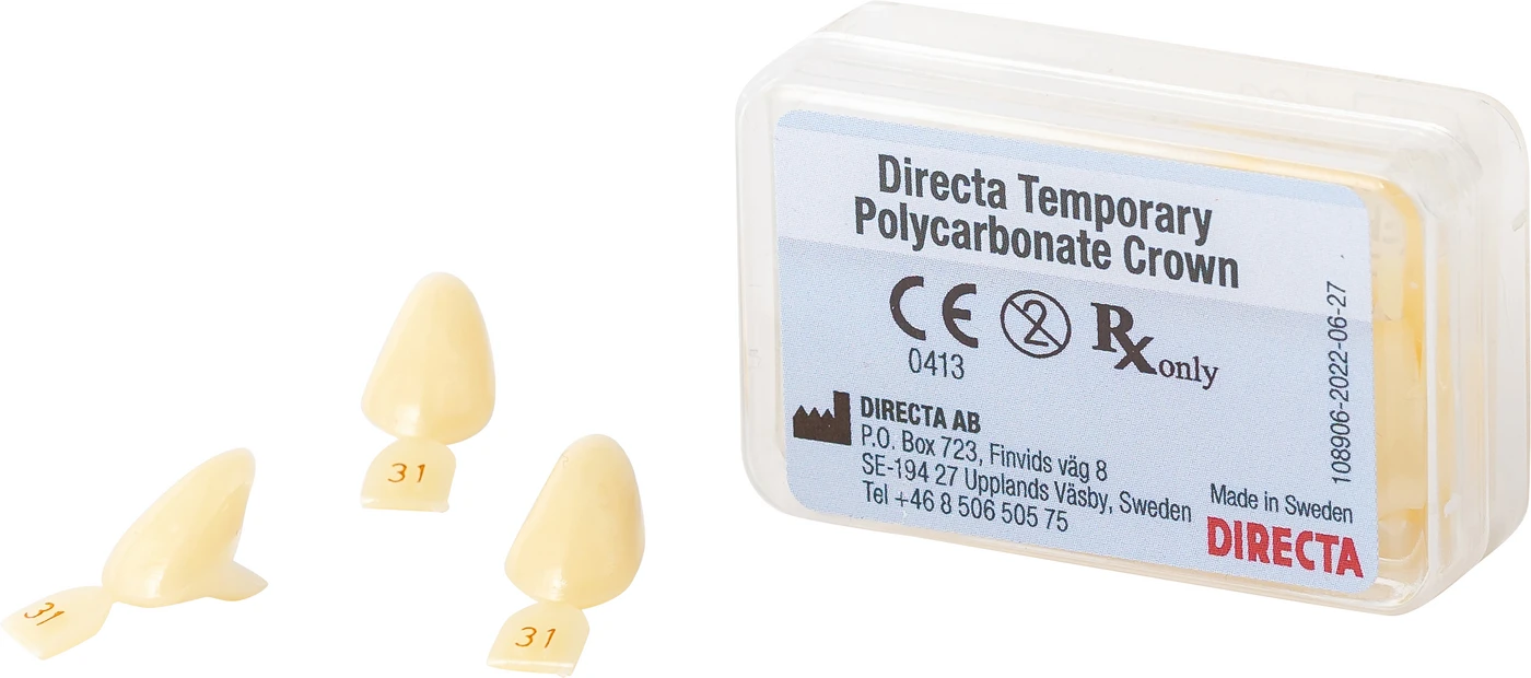 DIRECTA Provisorische Polycarbonat-Kronen Packung 5 Stück opak, Nr. 10 DIRECTA Provisorische Polycarbonat-Kronen Packung 5 Stück opak, Nr. 10