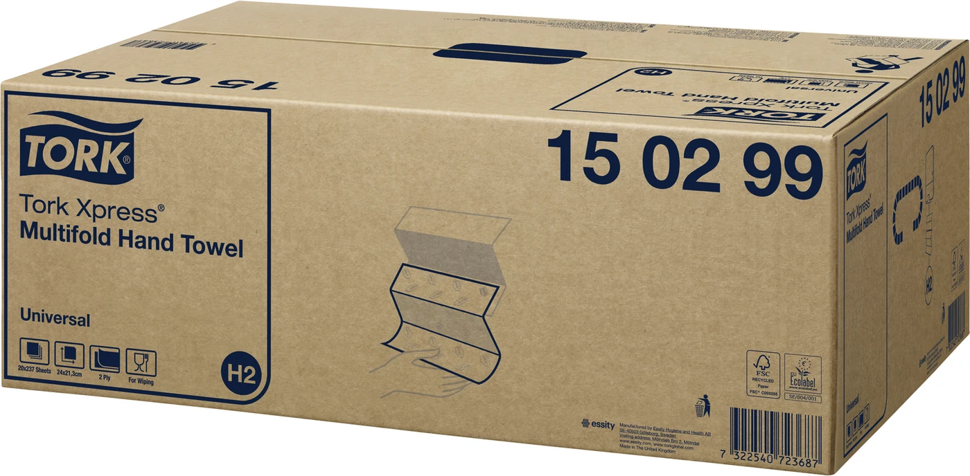 TORK® Xpress® Multifold (Interfold) Handtücher H2 System Karton 20 x 237 Stück 2-lagig, weiß