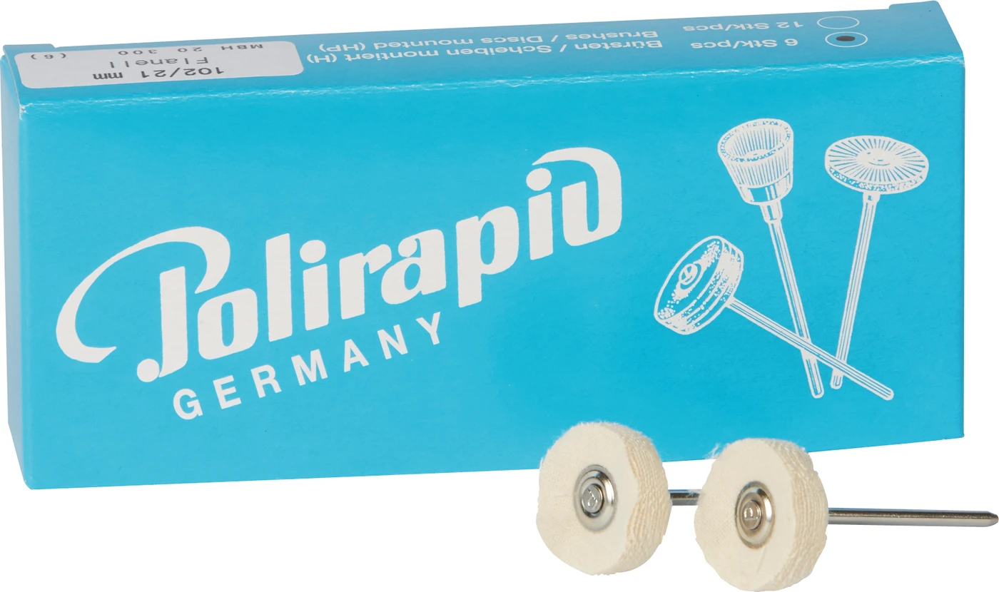 Miniaturbürsten Scheibe Packung 6 Stück HP, Flanellstoff weich, Ø 21 mm