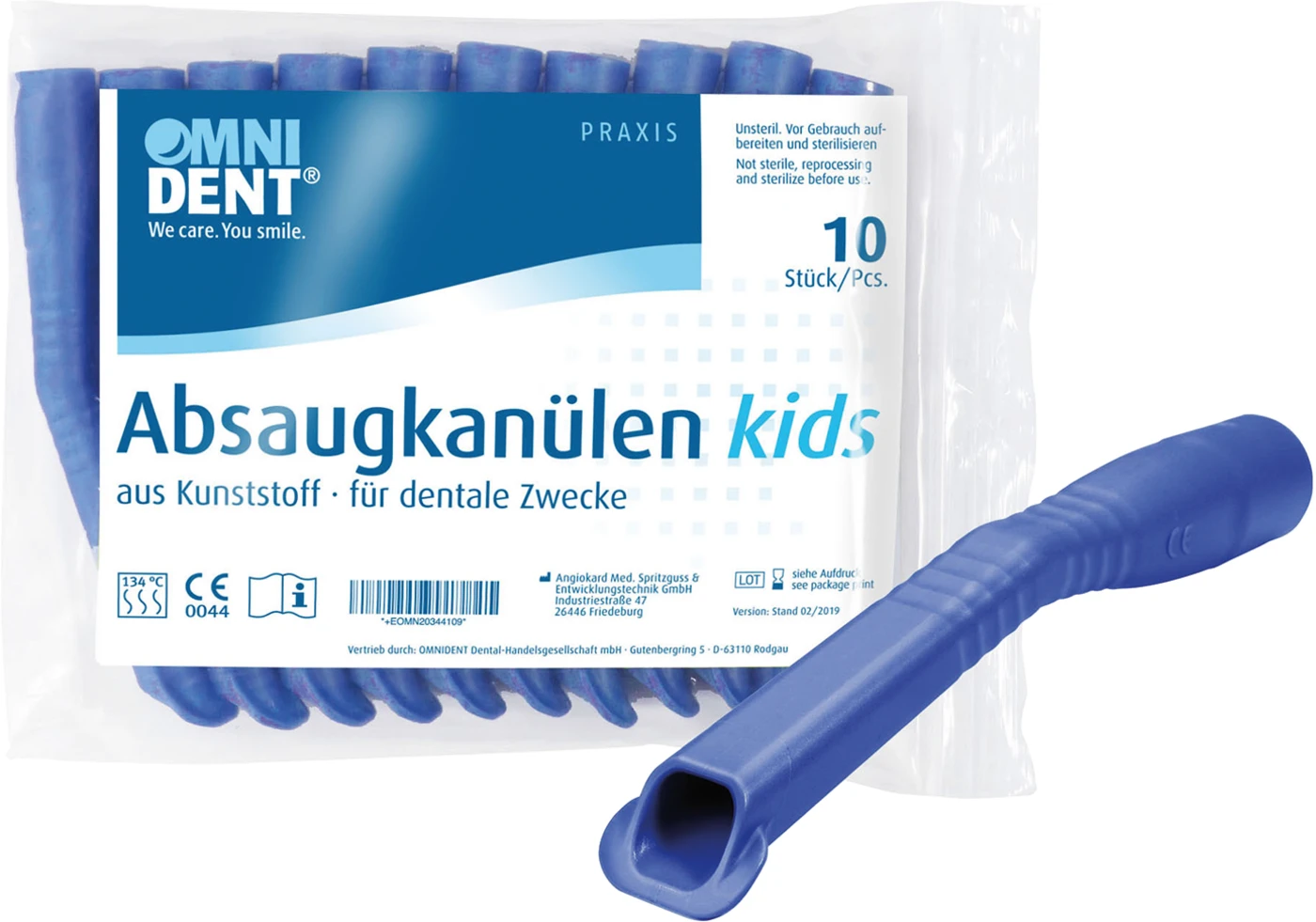 Omni Absaugkanülen Kids Packung 10 Stück blau