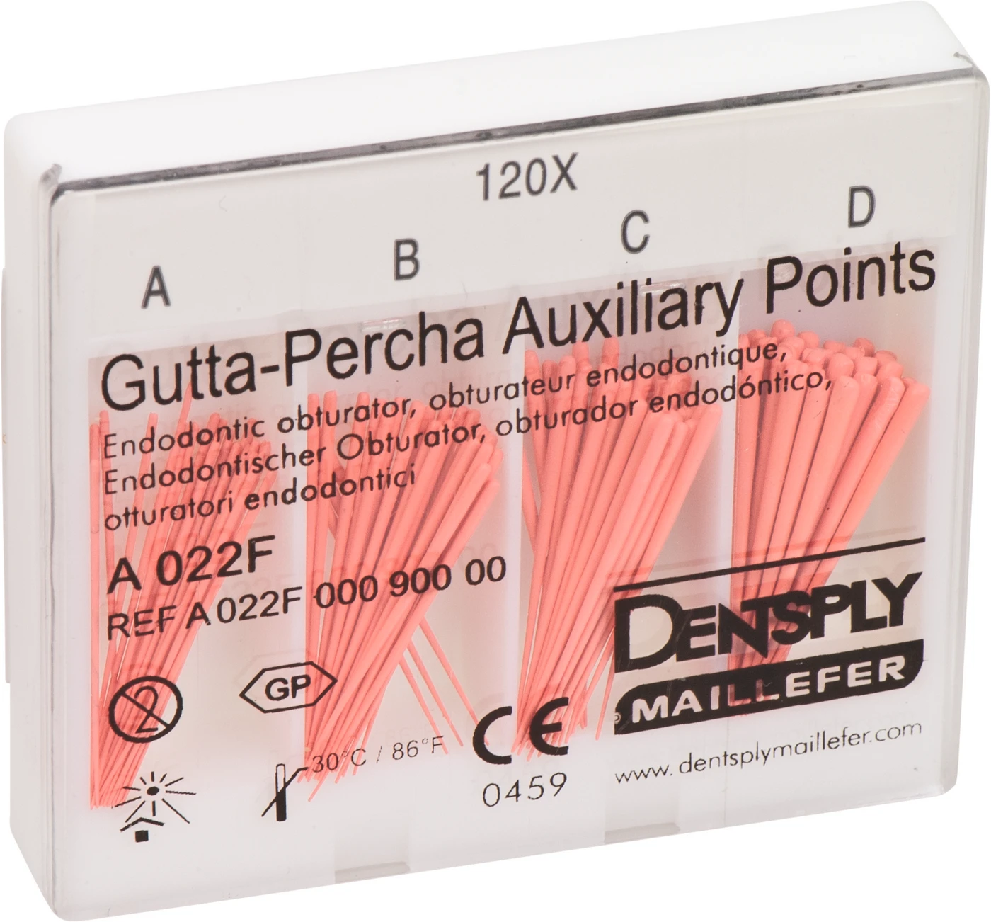 Guttapercha Hilfsspitzen Sortiment 120 Stück 24 mm, A-D