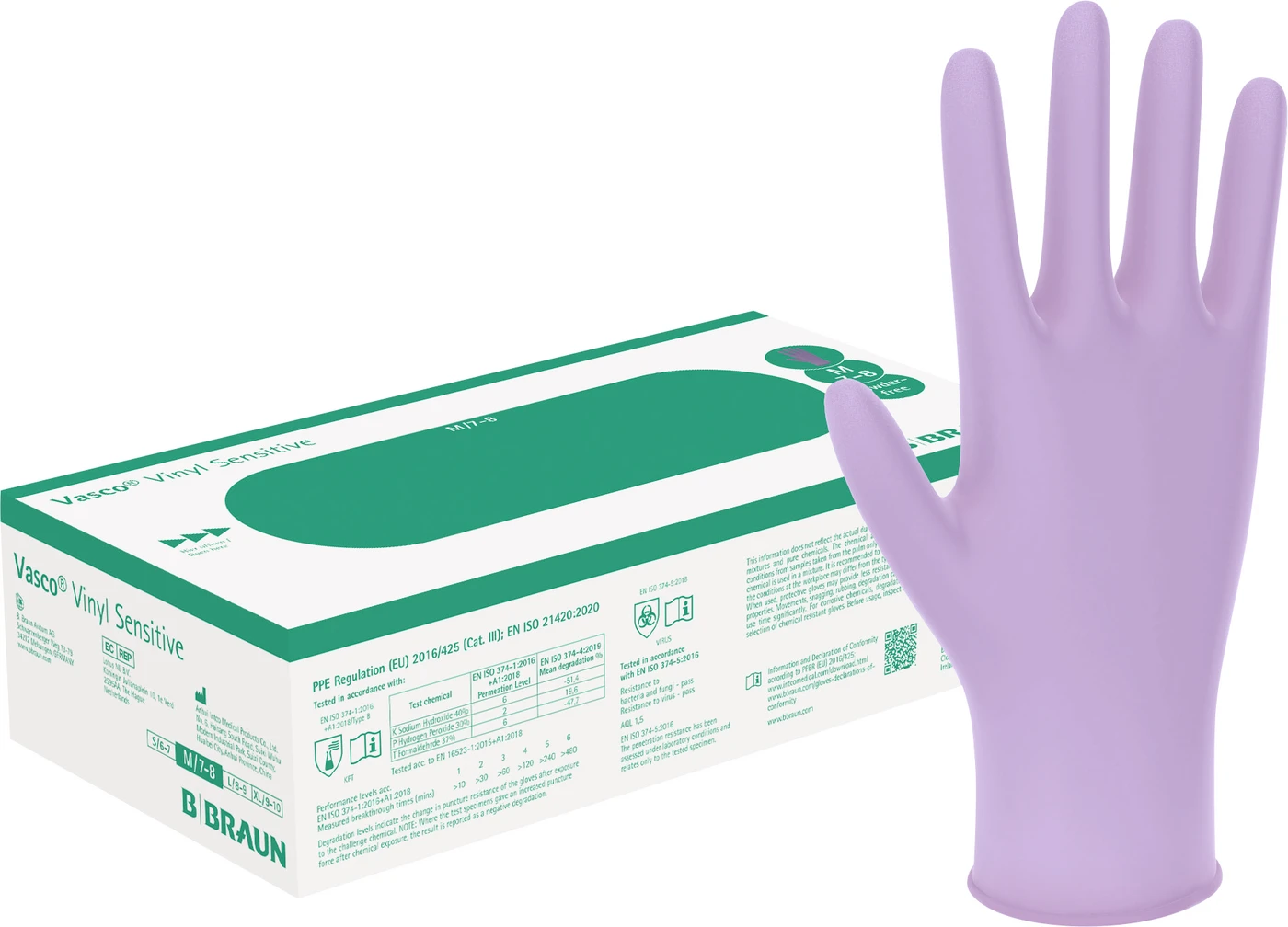 Vasco® Vinyl Sensitive Packung 100 Stück violette, puderfrei, Größe M