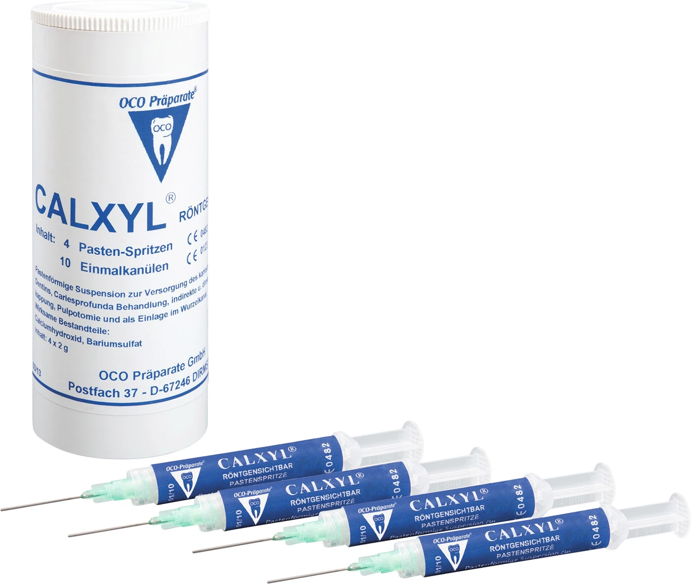 CALXYL® Packung 4 x 2 g Spritze Paste blau Röntgensichtbar
