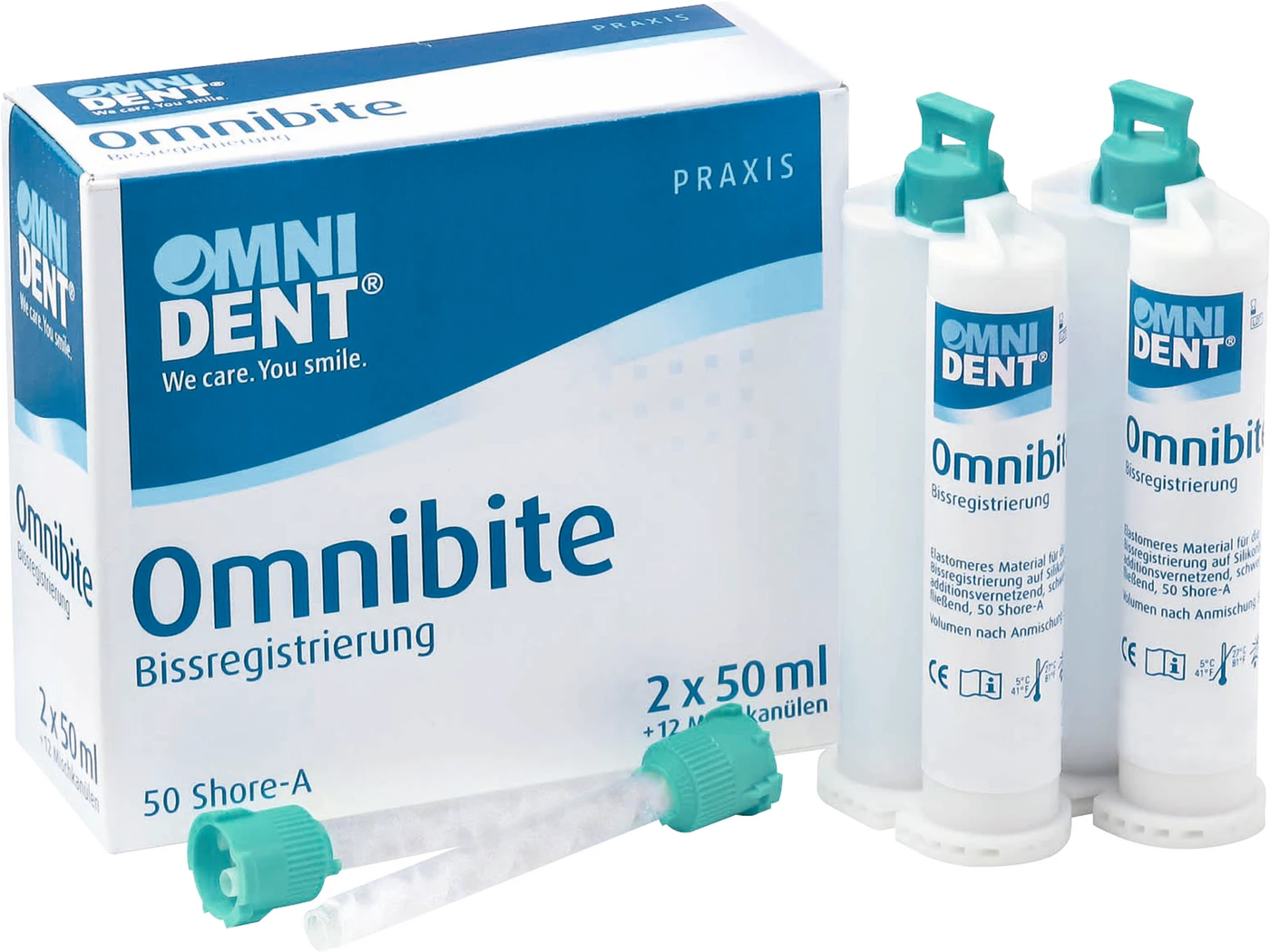 Omnibite Packung 2 x 50 ml Doppelkartusche, 12 Mischkanülen Omnibite Packung 2 x 50 ml Doppelkartusche, 12 Mischkanülen