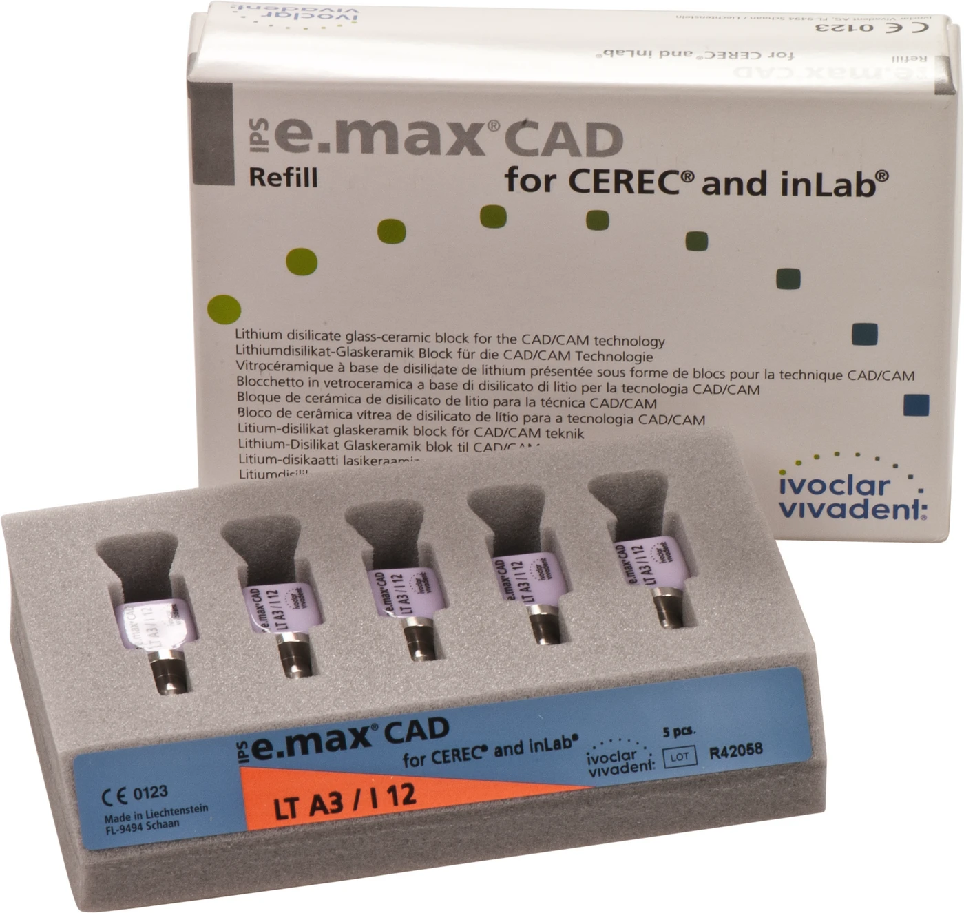 IPS e.max CAD for CEREC/inLab Packung 5 Stück Gr. I12, A3 LT