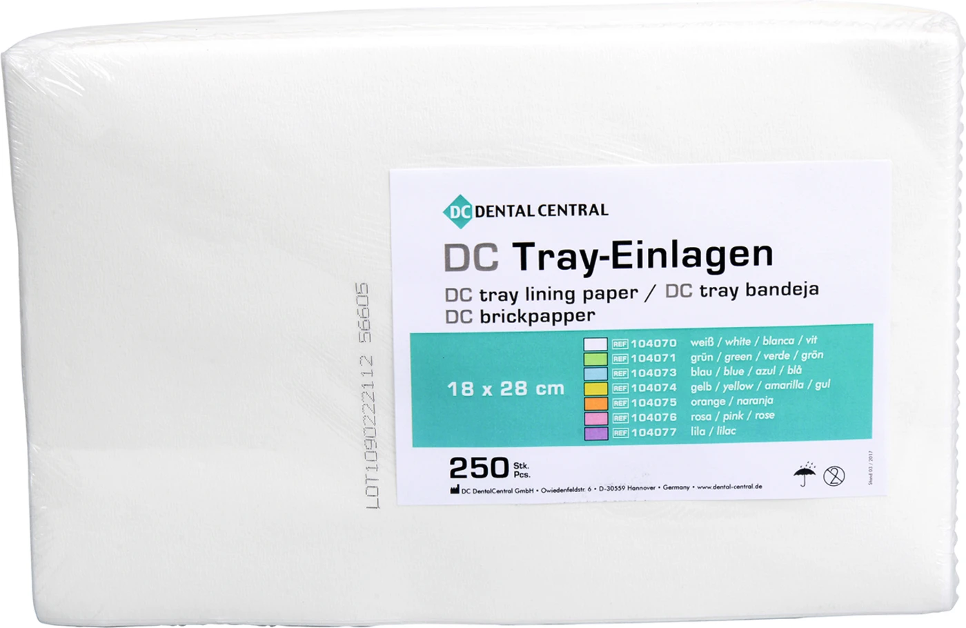 DC Tray-Einlagen Packung 250 Stück weiß, 18 x 28 cm