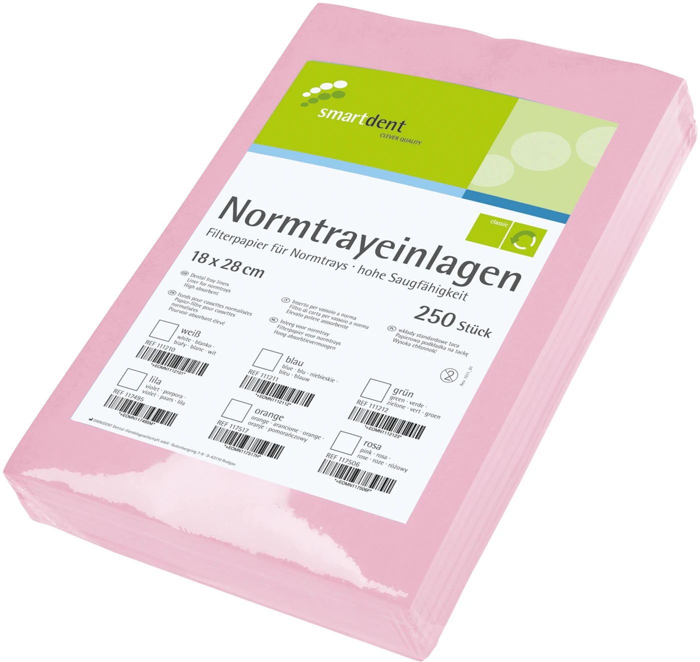 smart Normtrayeinlagen Packung 250 Stück 28 x 18 cm, pink