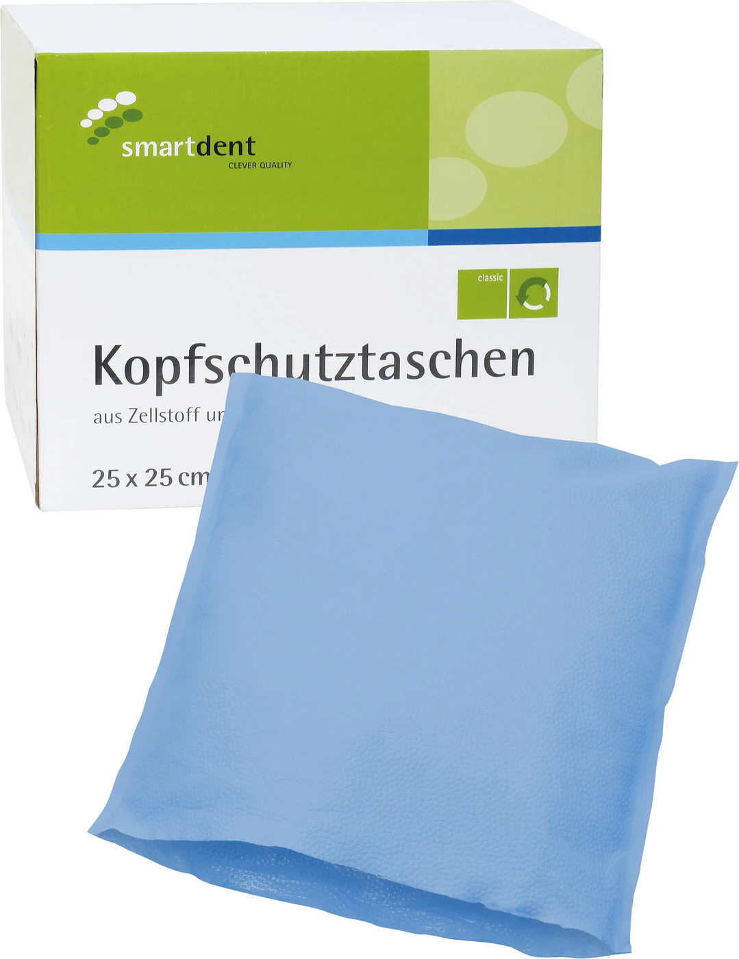 smart Kopfschutztaschen Karton 500 Stück 25 x 25 cm, blau