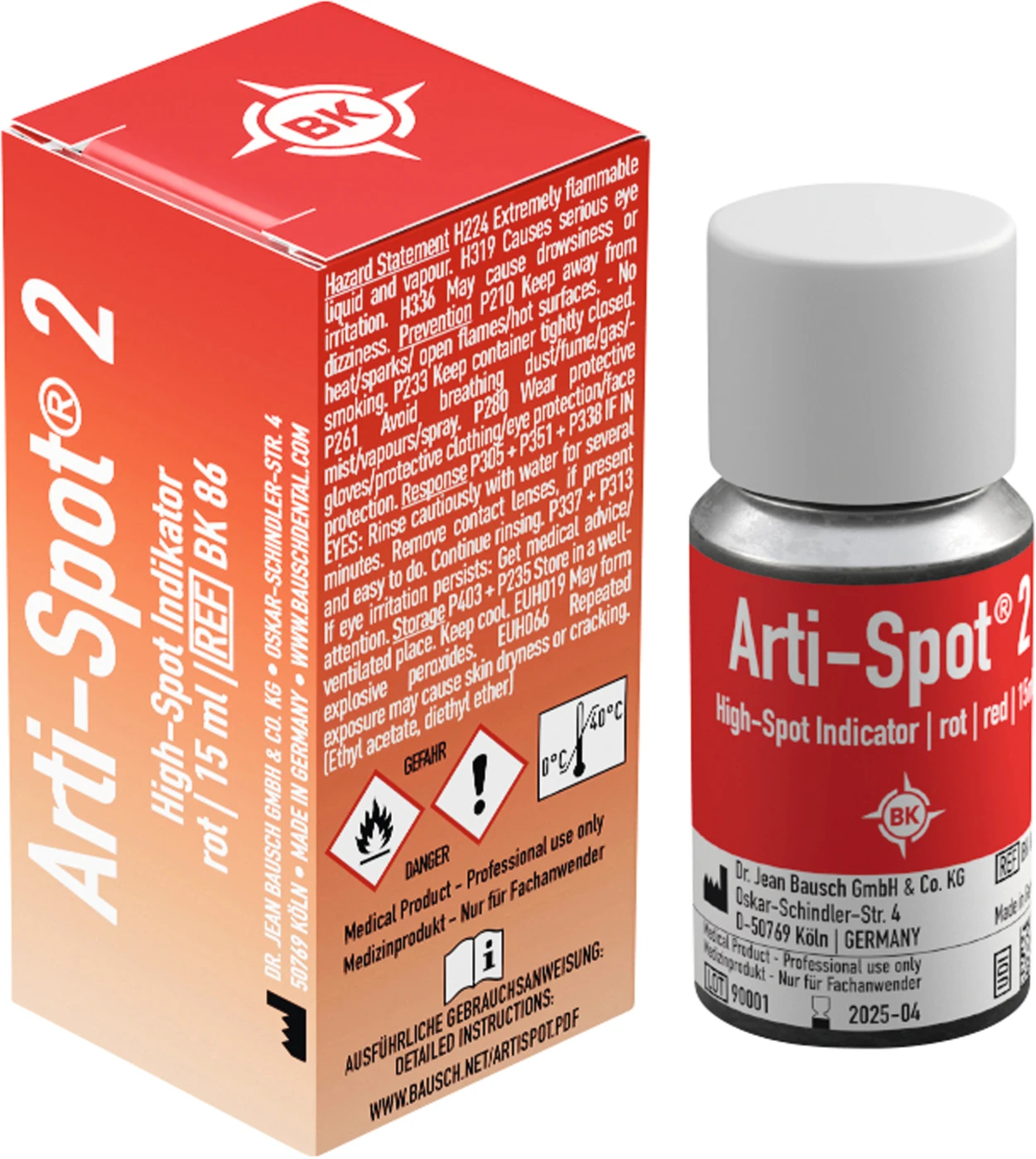 Arti-Spot® Flasche 15 ml rot, für Keramik, BK 86