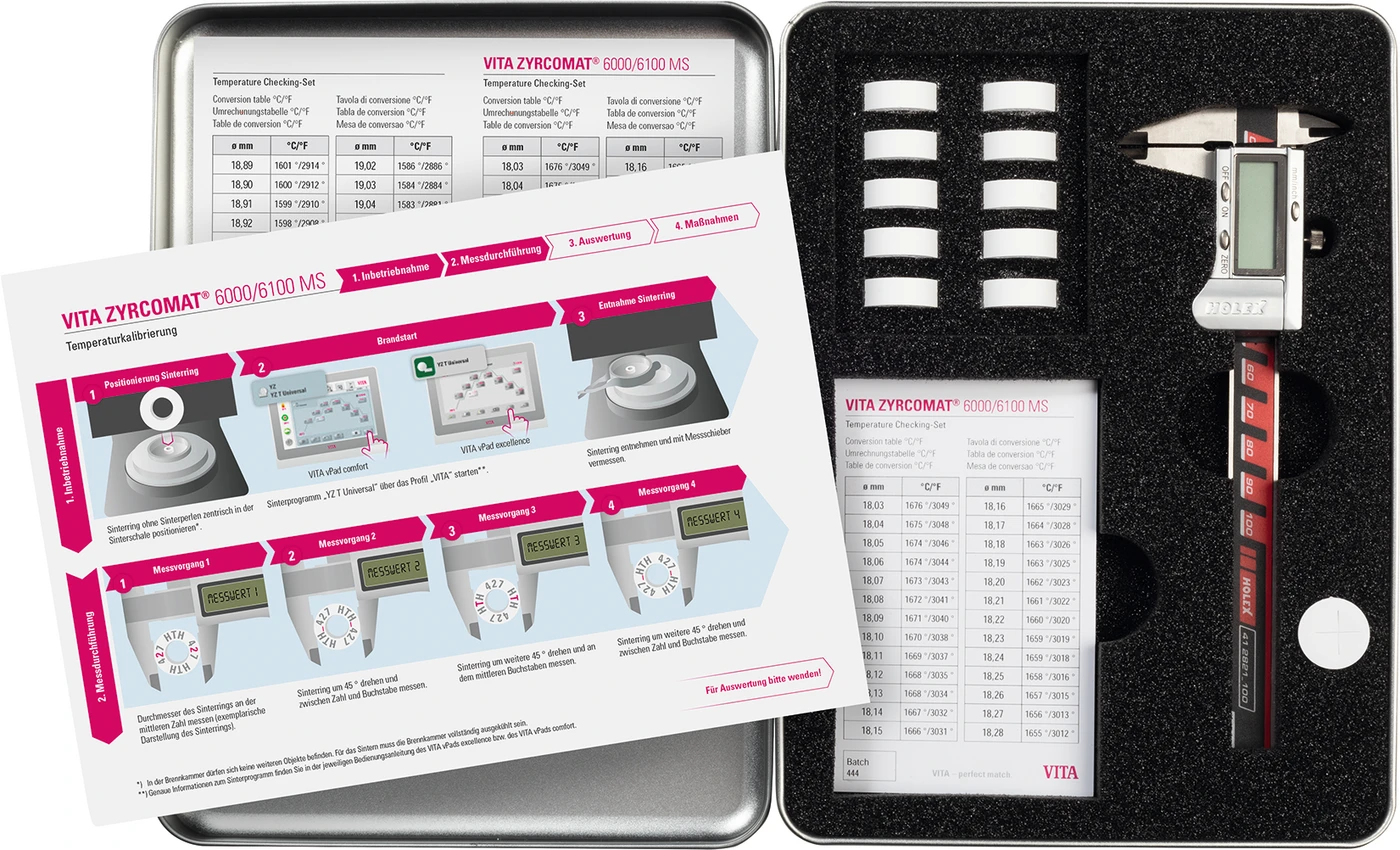 VITA Temperaturkalibrierset Set 10 Temperaturprüfringe, 1 Messbecher, 1 Anleitung