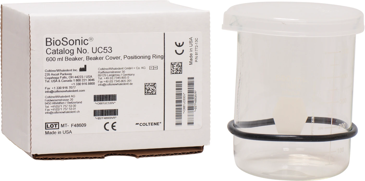 BioSonic® Becher Packung 600 ml Becherglas, Deckel, Positionierring