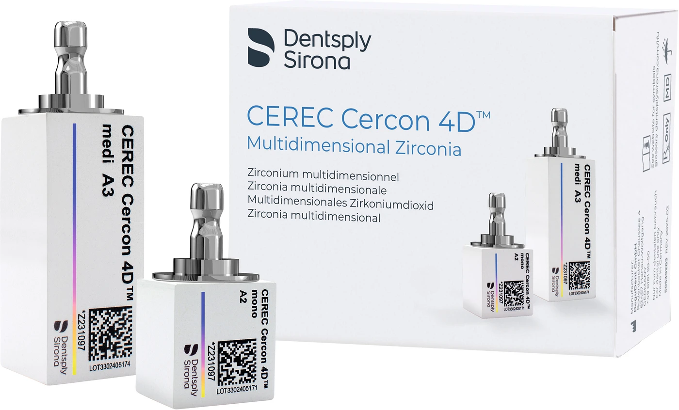 CEREC Cercon 4D™ Multidimensional Zirconia Packung 4 Stück mono, B1