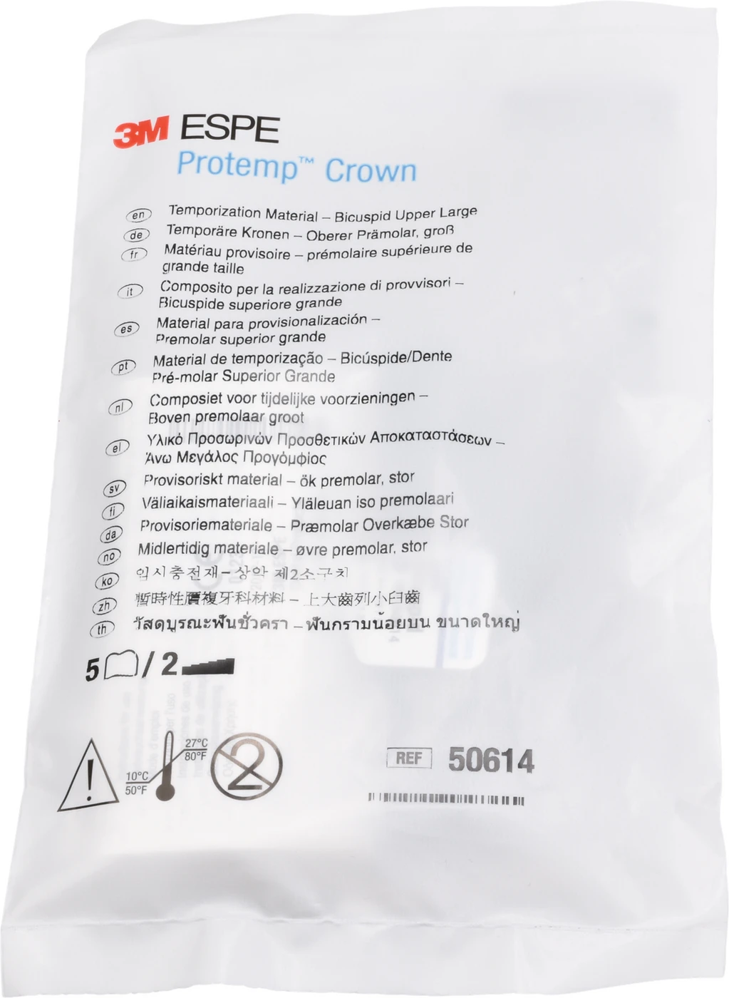 Protemp™ Crown Packung 5 Stück oberer Prämolar L, 1 Stückmesslehre Protemp™ Crown Packung 5 Stück oberer Prämolar L, 1 Stückmesslehre