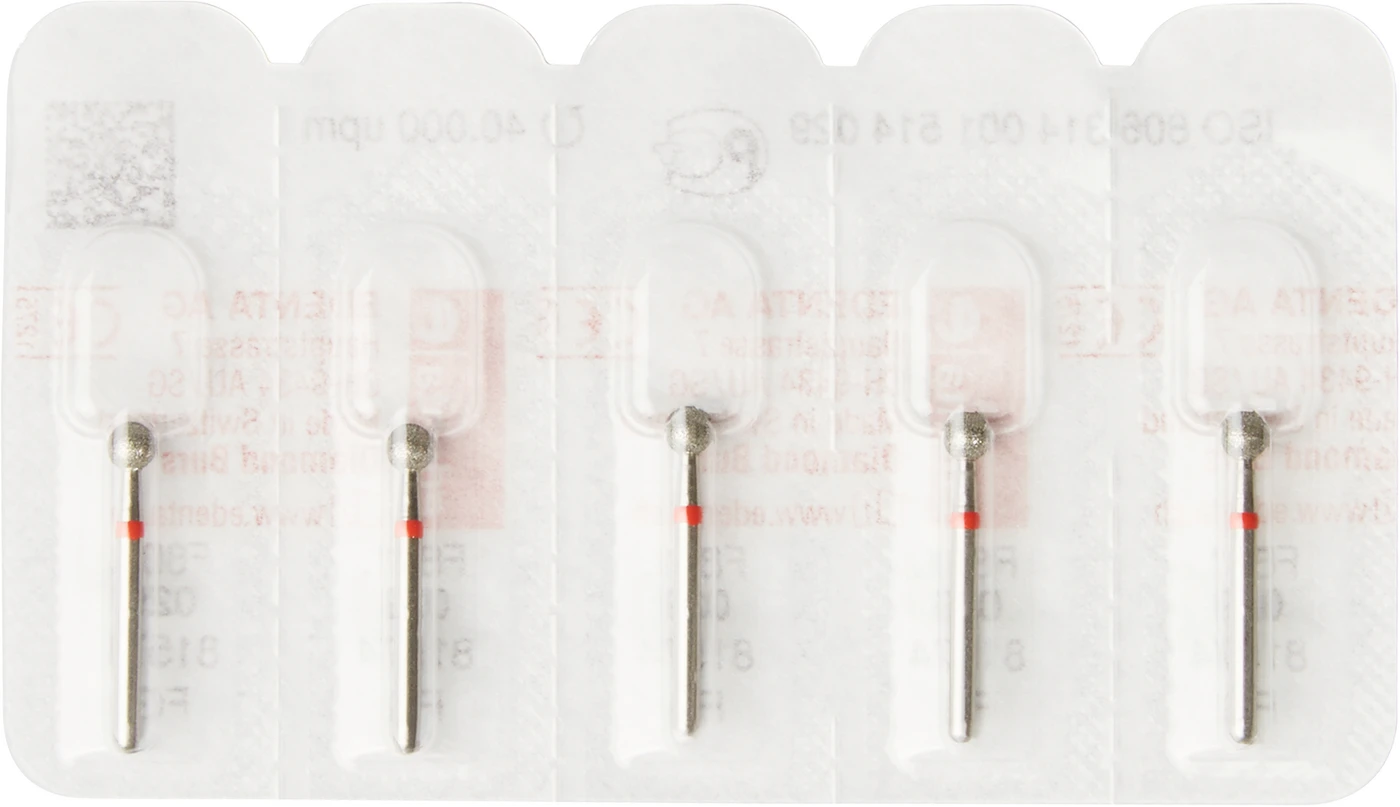 Diamanten 801 Packung 5 Stück rot fein, FG, Figur 001 Kugel, ISO 029