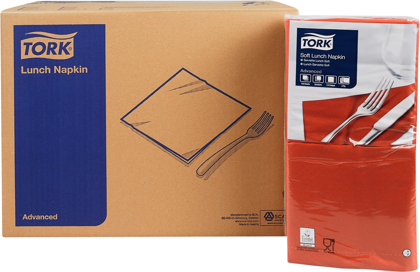 TORK® Soft Lunchservietten (1/4 Falz) Karton 10 x 150 Stück bordeaux