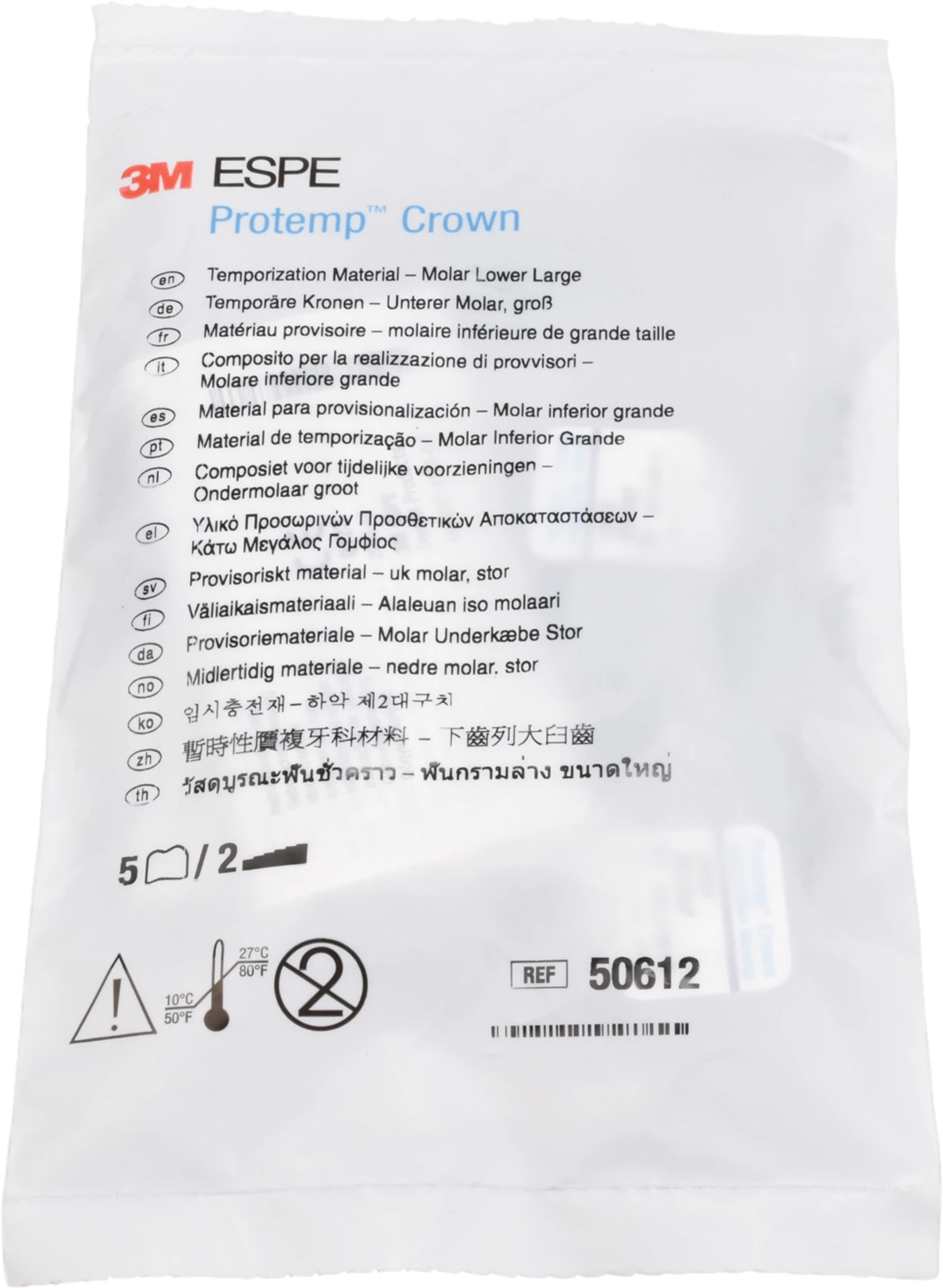 Protemp™ Crown Packung 5 Stück unterer Molar L, 1 Stückmesslehre
