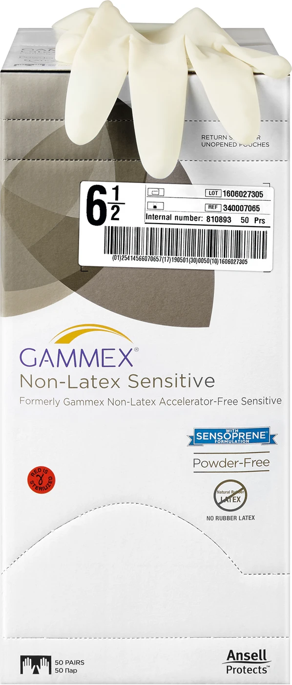 Gammex® Non-Latex Sensitive Packung 50 Paar puderfrei, natur, Größe 6,5