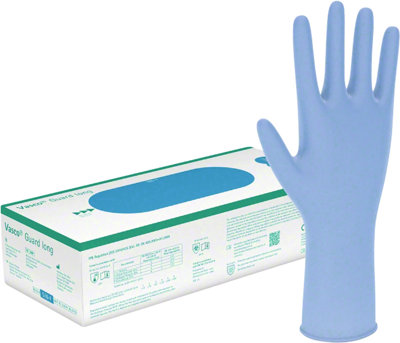 Vasco® Guard long Packung 100 Stück puderfrei, blau, M Vasco® Guard long Packung 100 Stück puderfrei, blau, M