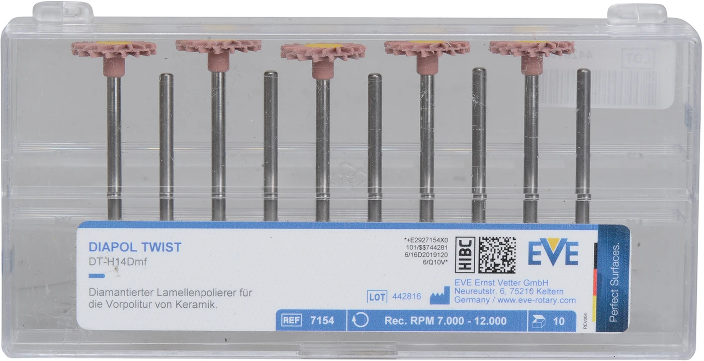 EVE DIAPOL® TWIST Packung 10 Stück rosa mittel, HP, Figur Twist, 14 x 1,6 mm