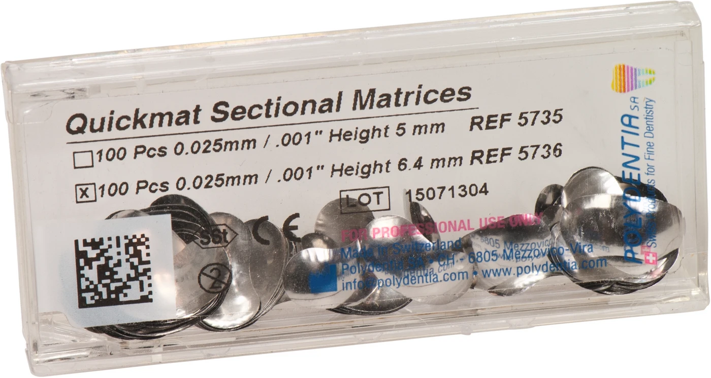 Quickmat DELUXE Nachfüllpackung 100 Teilmatrizen Stärke 0,025 mm, bombiert, Molar