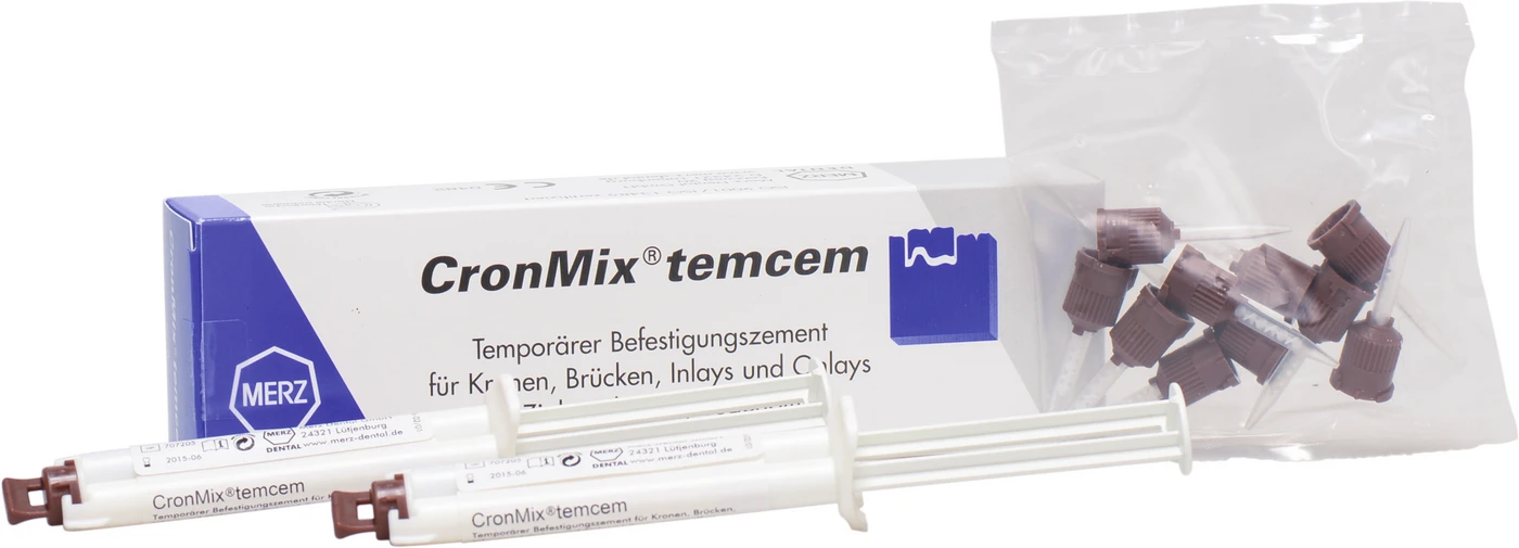 CronMix® temcem Packung 2 x 12 g Doppelkammerspritze, 10 Mischkanülen