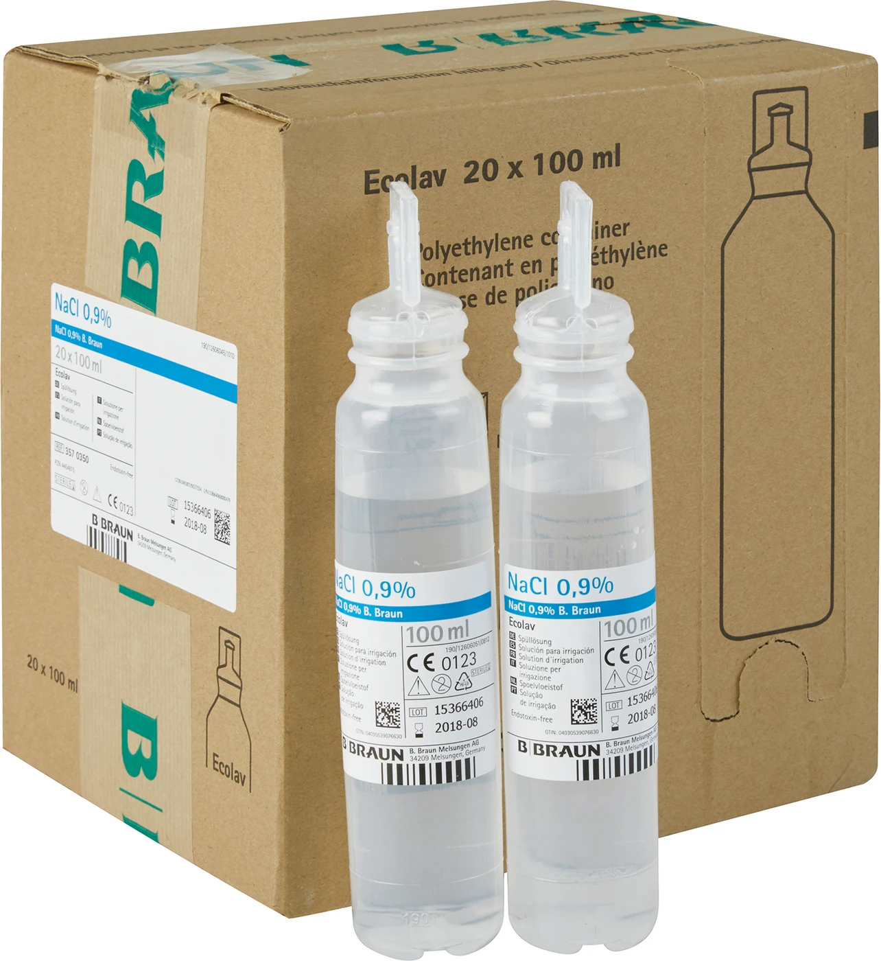NaCl 0,9% Spüllösung Karton 20 x 100 ml Flaschen Ecolav