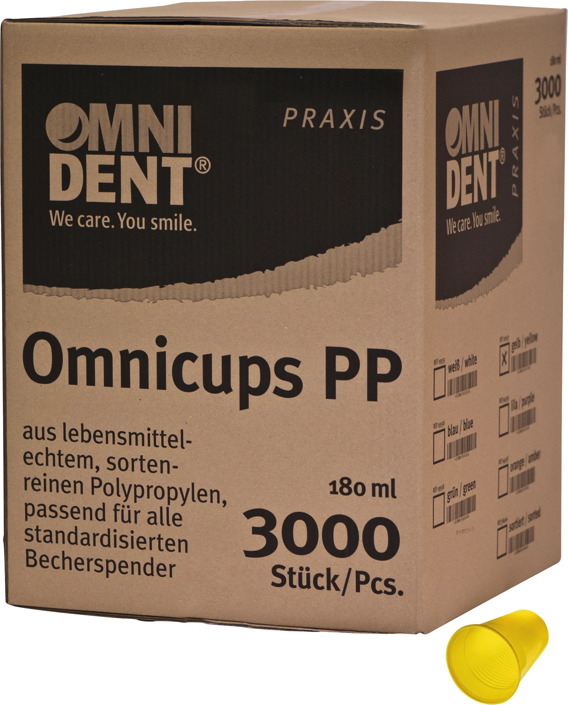 Omnicups PP Karton 3.000 Stück gelb Omnicups PP Karton 3.000 Stück gelb