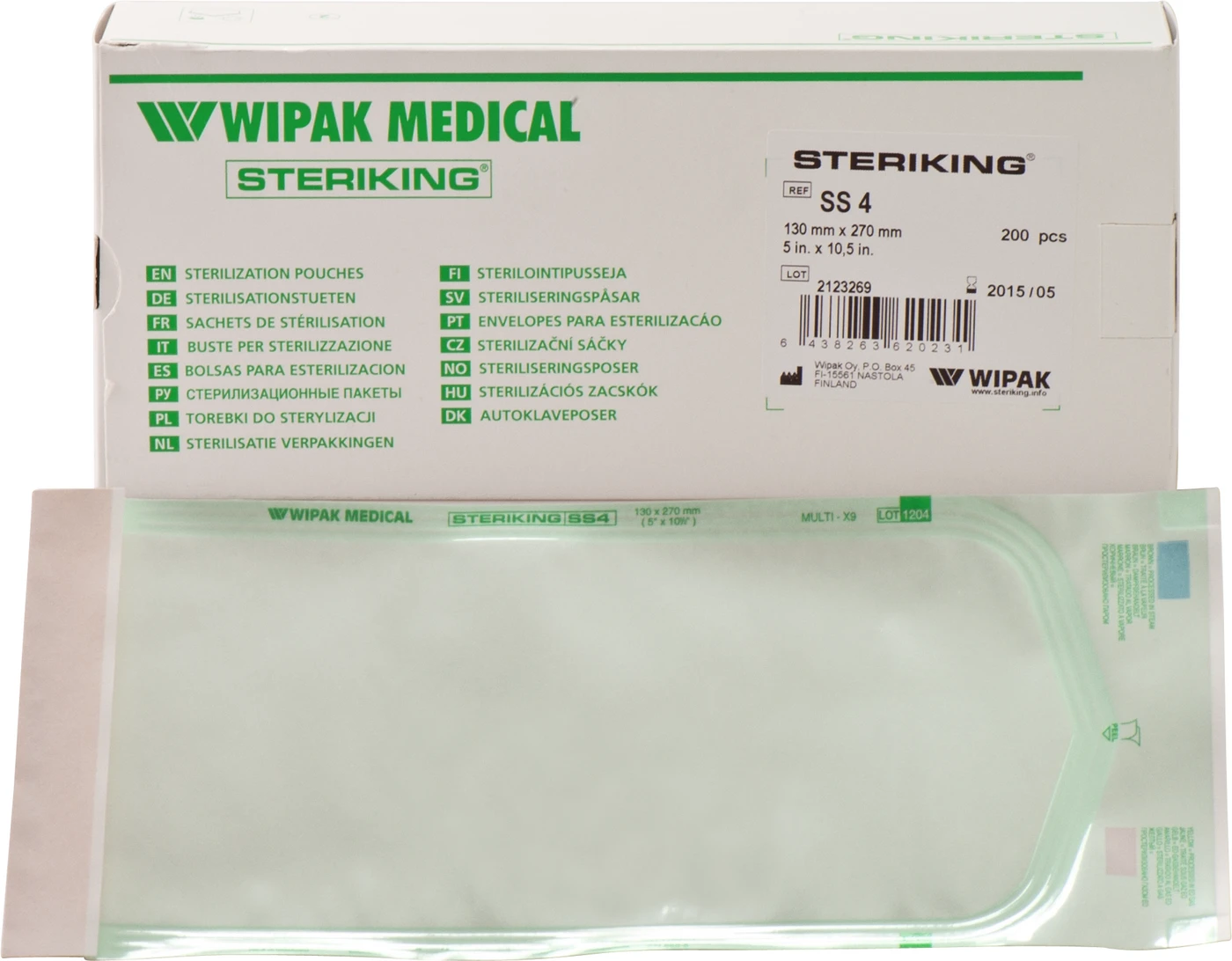 Sterilisations-Selbstklebetüten Packung 200 Stück 130 x 270 mm