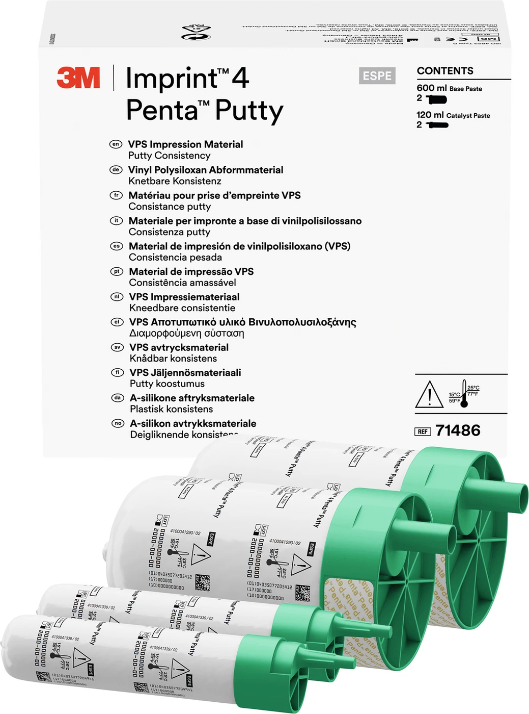 Imprint™ 4 Penta™ Putty Refill Packung 2 x 300 ml Basispaste, 2 x 60 ml Katalysator Imprint™ 4 Penta™ Putty Refill Packung 2 x 300 ml Basispaste, 2 x 60 ml Katalysator