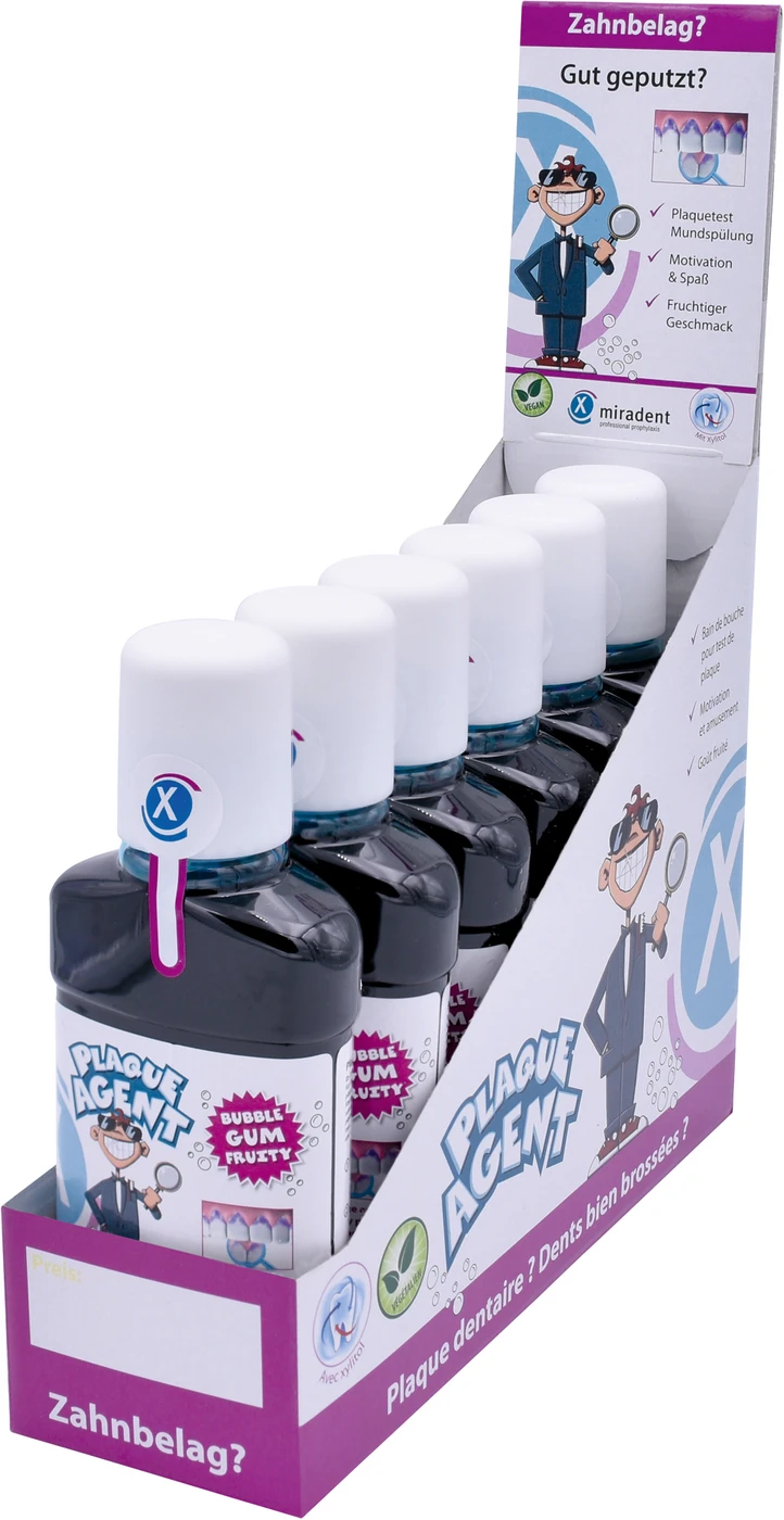 miradent Plaque Agent® Display 6 Stück x 250 ml miradent Plaque Agent® Display 6 Stück x 250 ml