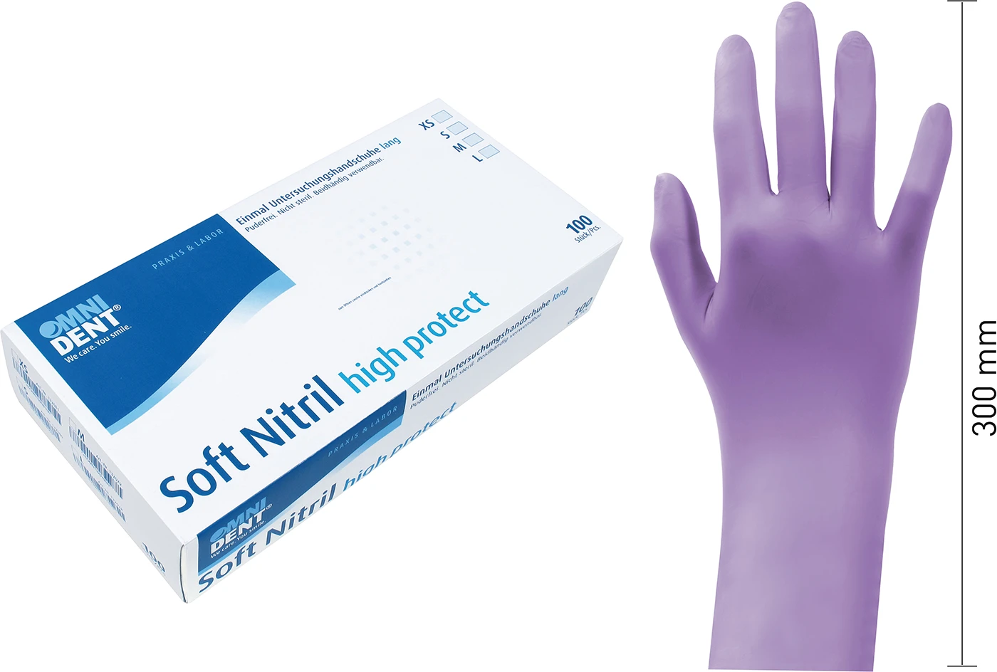Omni high protect Nitrilhandschuh Soft Packung 100 Stück puderfrei, violett, S