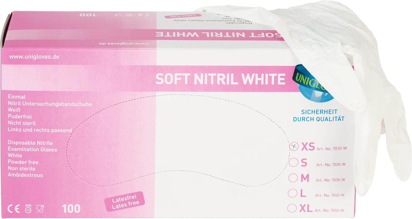 SOFT NITRIL WHITE PREMIUM Packung 100 Stück puderfrei, weiß, XS SOFT NITRIL WHITE PREMIUM Packung 100 Stück puderfrei, weiß, XS