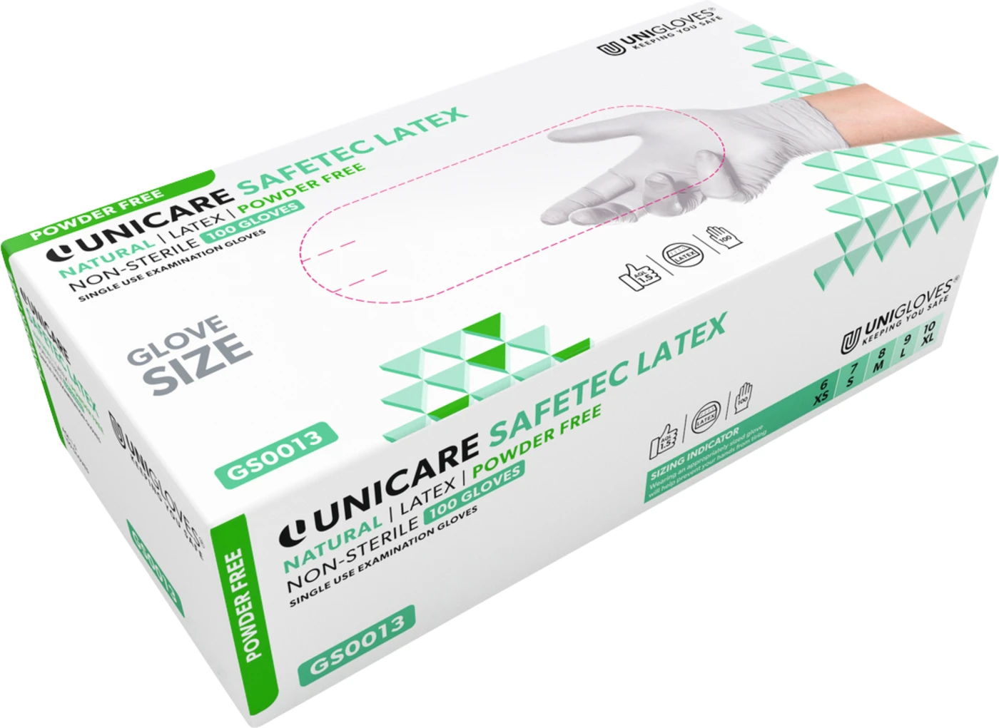 SAFETEC® Packung 100 Stück puderfrei, naturlatex, S