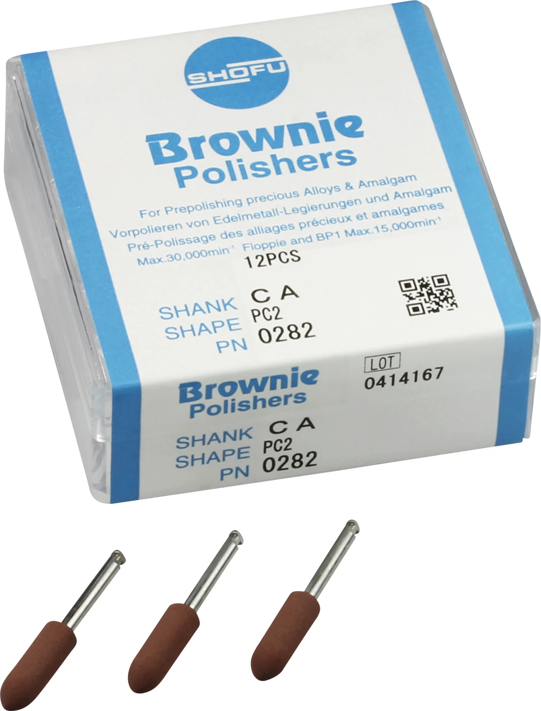 Silikonpolierer Packung 12 Stück braun, RA, Figur PC2, ISO 050