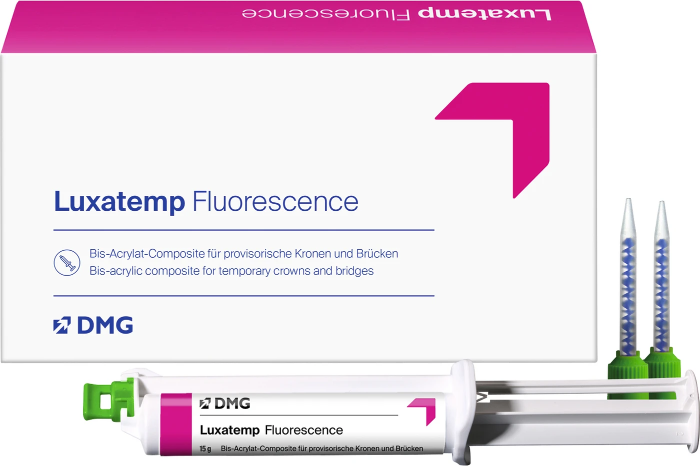 Luxatemp® Fluorescence Packung 15 g Spritze A2, 10 Smartmix Tips