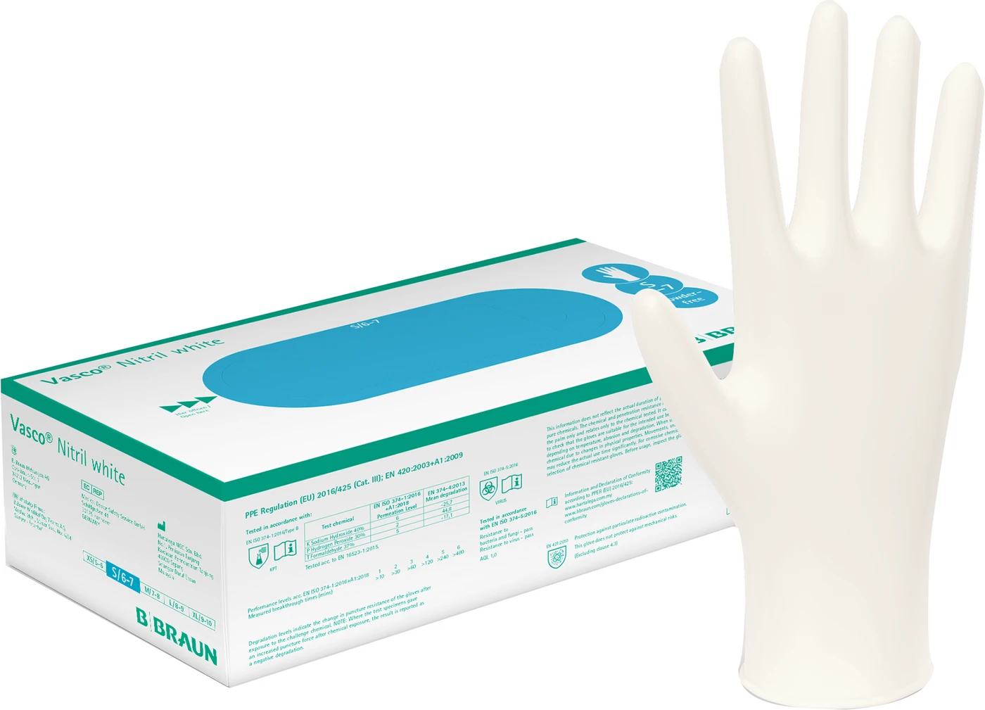 Vasco® Nitril white Packung 100 Stück puderfrei, weiß, M Vasco® Nitril white Packung 100 Stück puderfrei, weiß, M