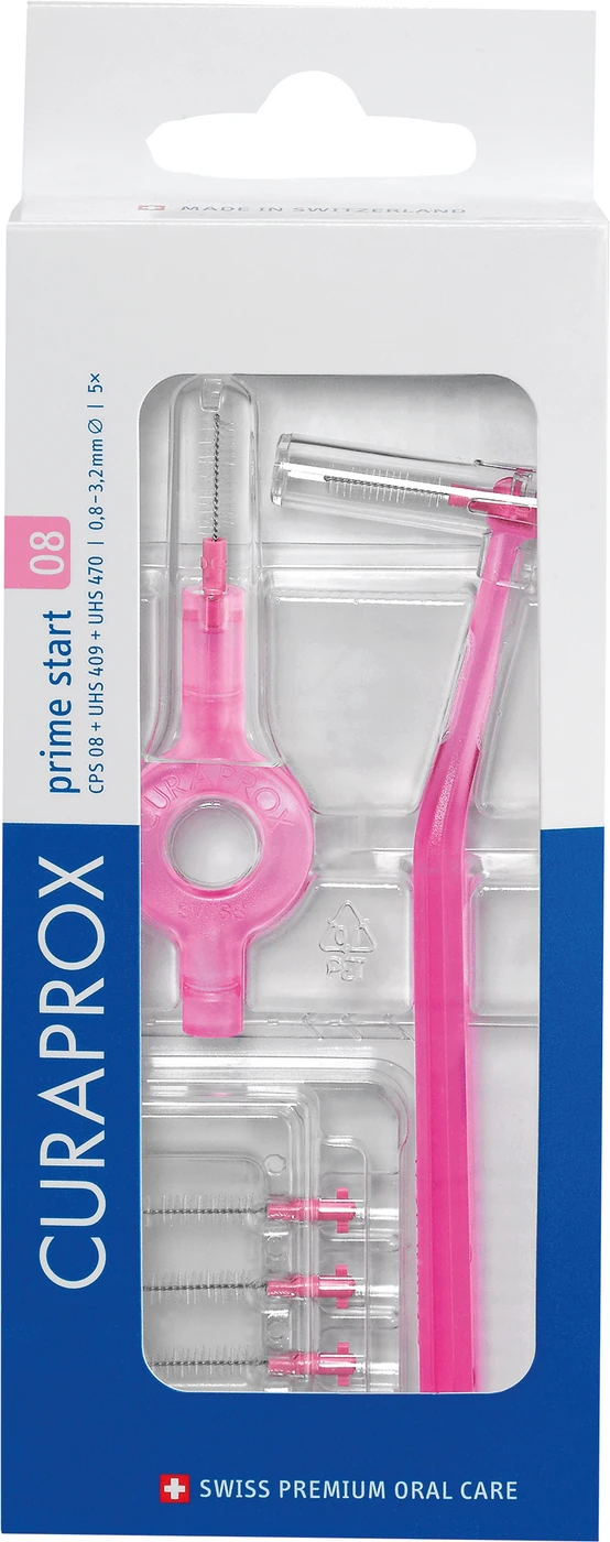 CURAPROX CPS prime start Packung 5 Bürsten 08 pink, Ø 3,2 mm, 2 Halter (UHS 409, UHS 470) CURAPROX CPS prime start Packung 5 Bürsten 08 pink, Ø 3,2 mm, 2 Halter (UHS 409, UHS 470)