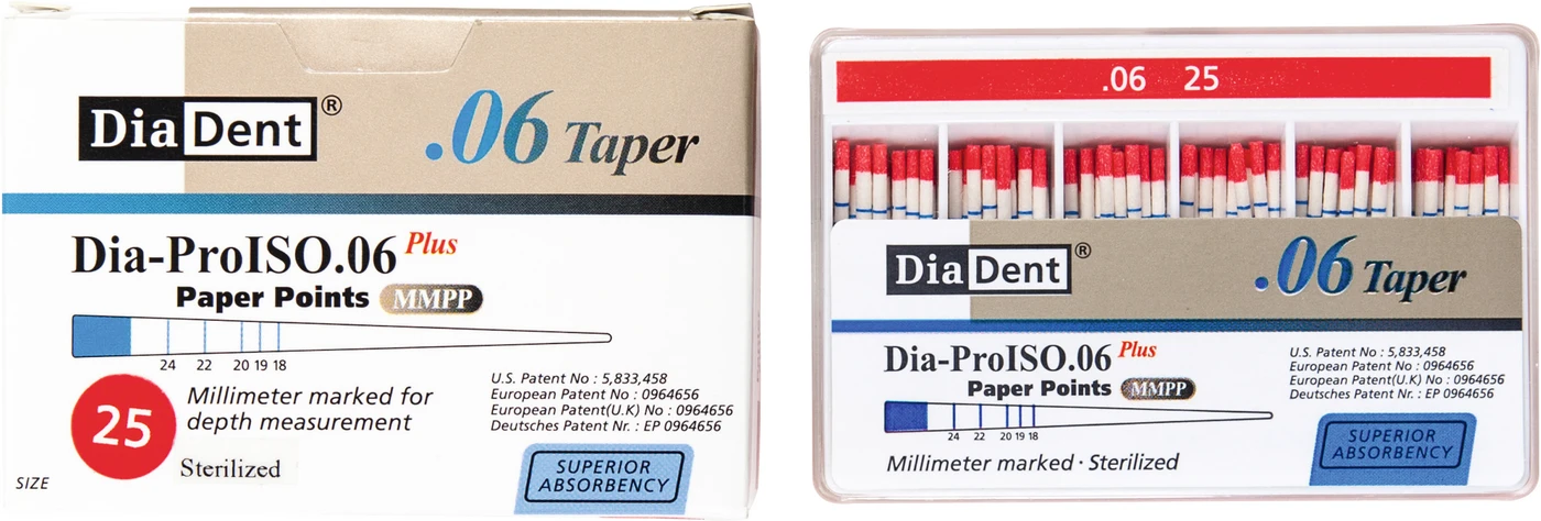 DiaDent® Dia-Pro Paper Points Packung 100 Stück Taper.06, ISO 025