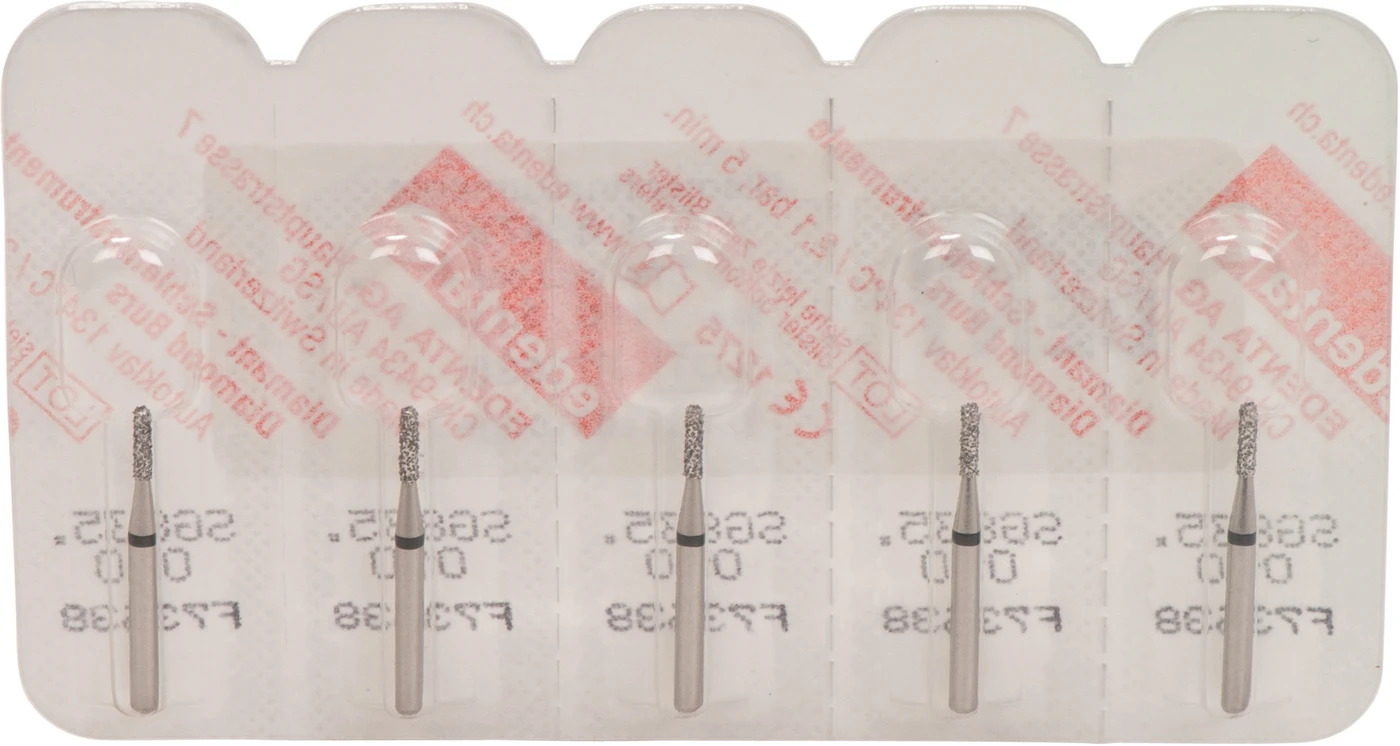 Omni Diamanten 835 Packung 5 Stück schwarz supergrob, FG, Figur 108 Zylinder flach, 4 mm, ISO 010