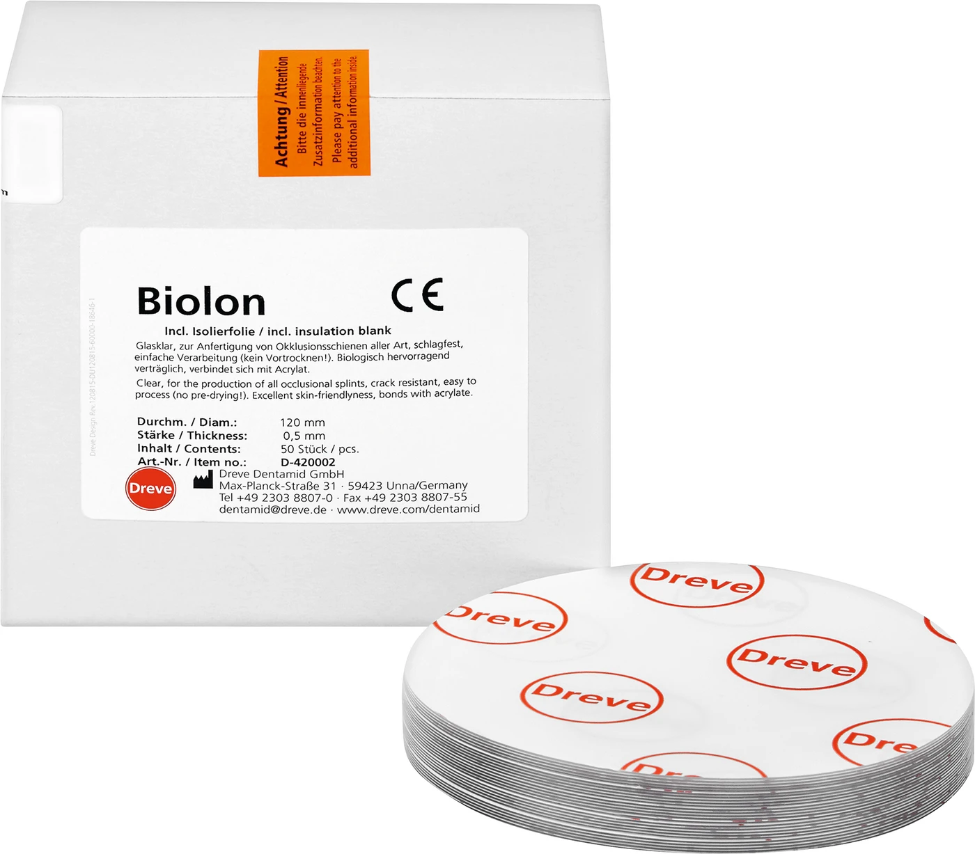 Biolon Packung 50 Stück klar-transparent, Ø 120 mm, Stärke 0,5 mm