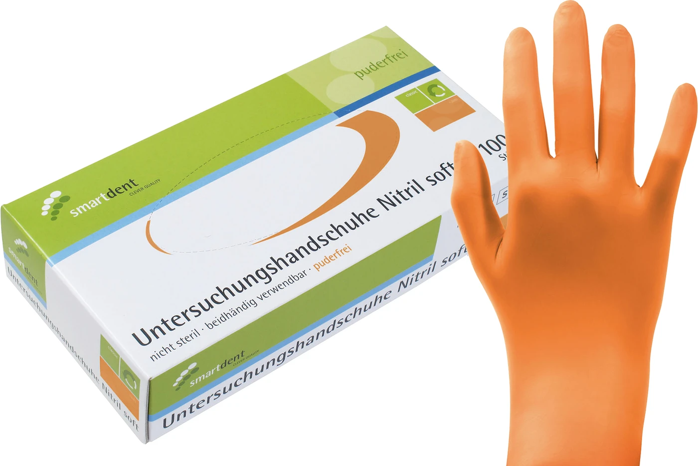 smart Nitrilhandschuhe Soft PF Packung 100 Stück puderfrei, orange, S