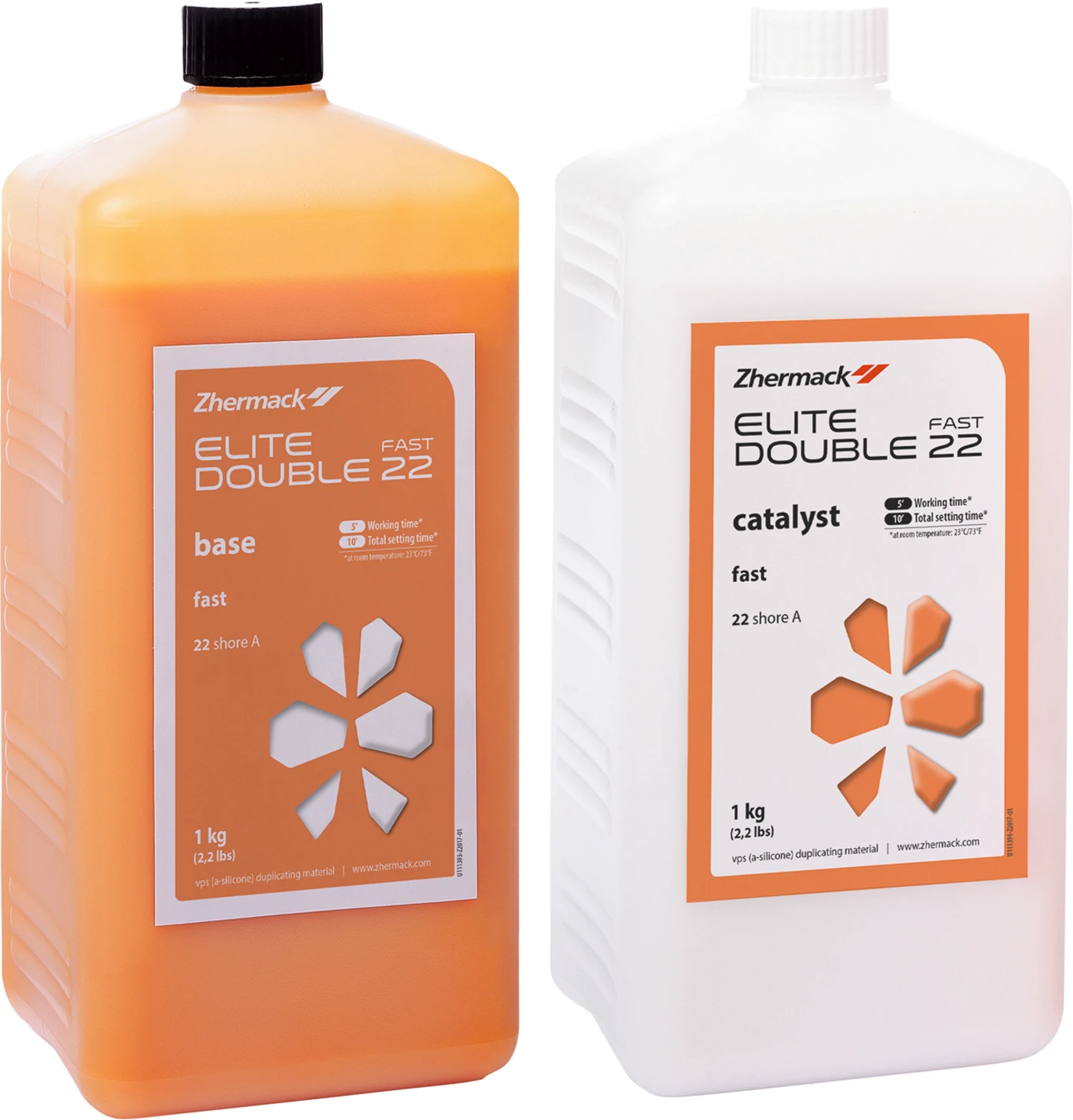 Elite Double 22 Packung 1 kg Flasche Base, 1 kg Flasche Katalysator, orange, schnellabbindend