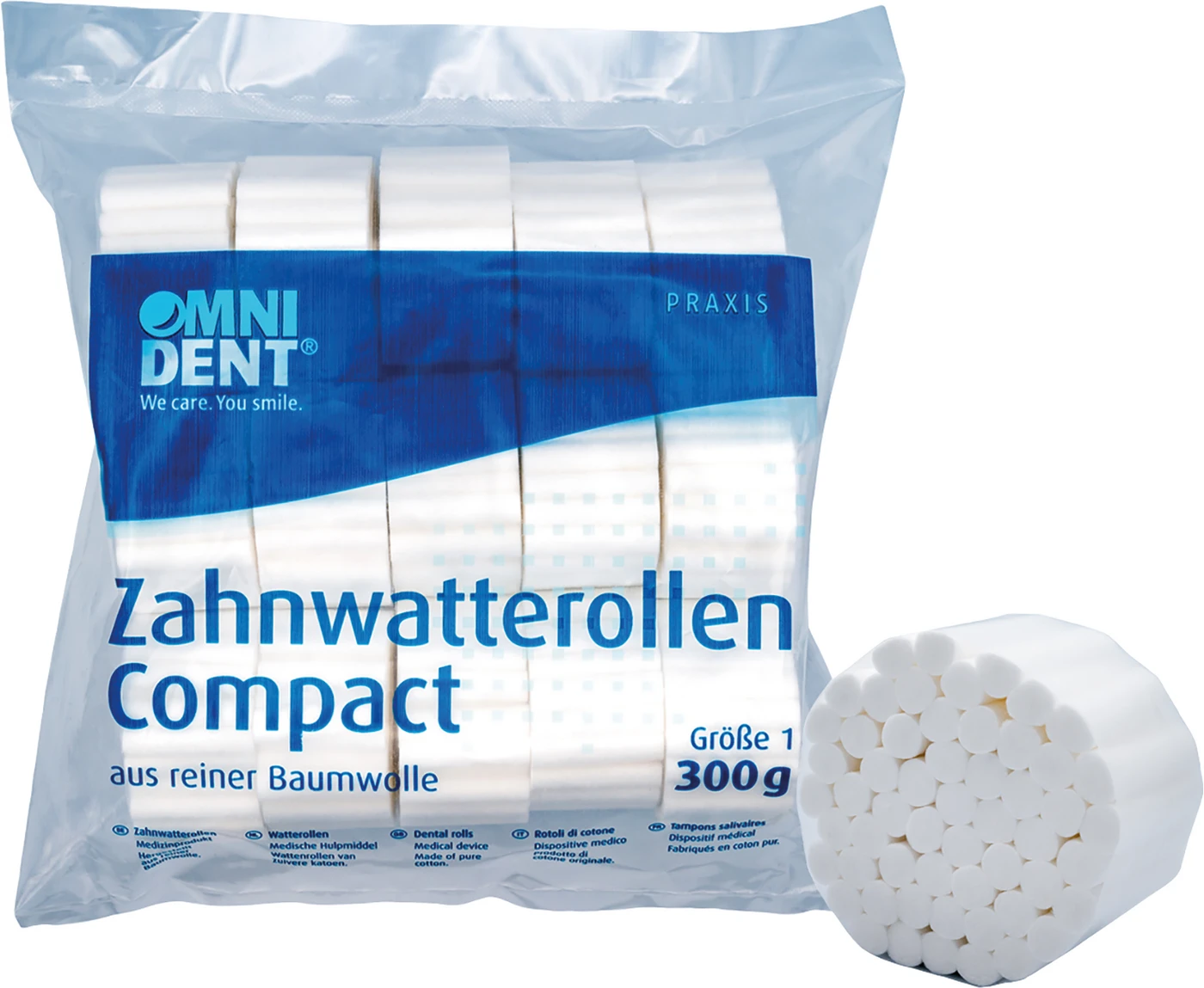 Zahnwatterollen Compact Packung 300 g Ø 8 mm, Größe 1