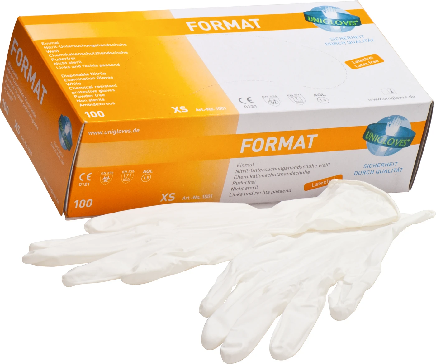 FORMAT Packung 100 Stück puderfrei, weiß, XS FORMAT Packung 100 Stück puderfrei, weiß, XS
