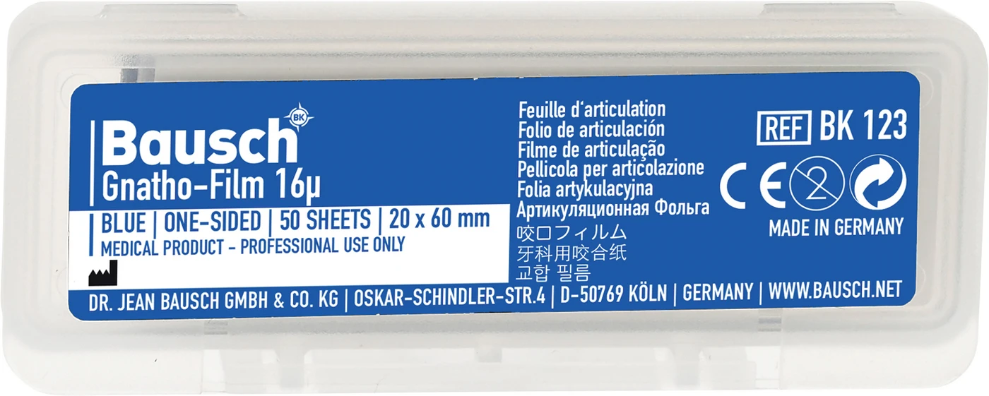 GNATHO-FILM 16µ Packung 50 Stück blau, 20 x 60 mm, einseitig, BK 123